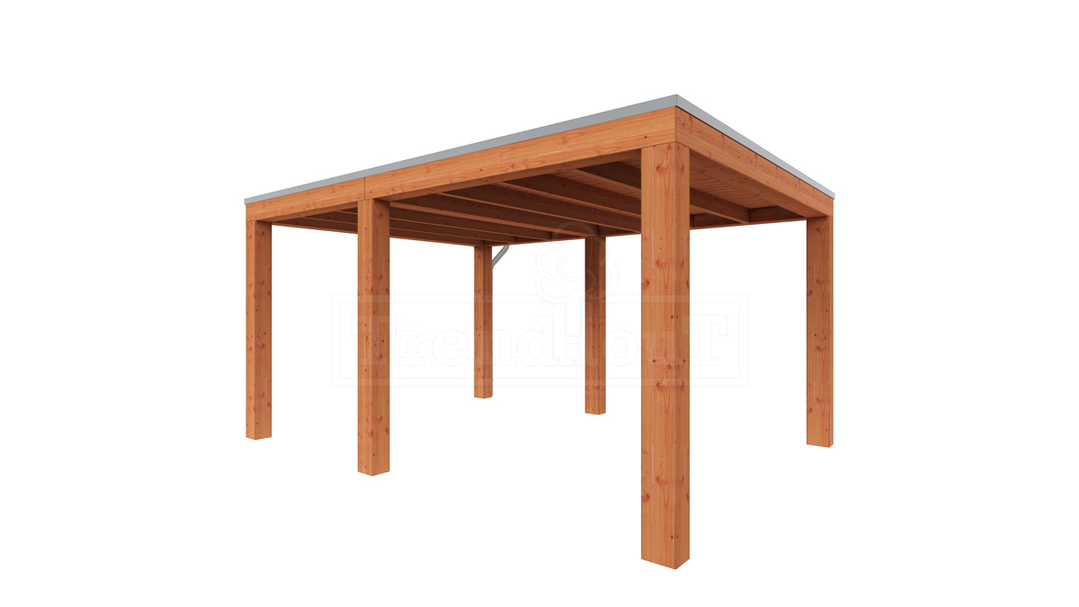 Van Kooten Tuin en Buitenleven Tijdelijk 15% korting | Trendhout Overkapping Palermo XXL 445x380 cm- Plat dak- Hout- Trendhout