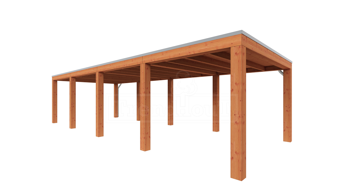 Van Kooten Tuin en Buitenleven Tijdelijk 15% korting | Trendhout Overkapping Palermo XXL 990x380 cm- Plat dak- Hout- Trendhout