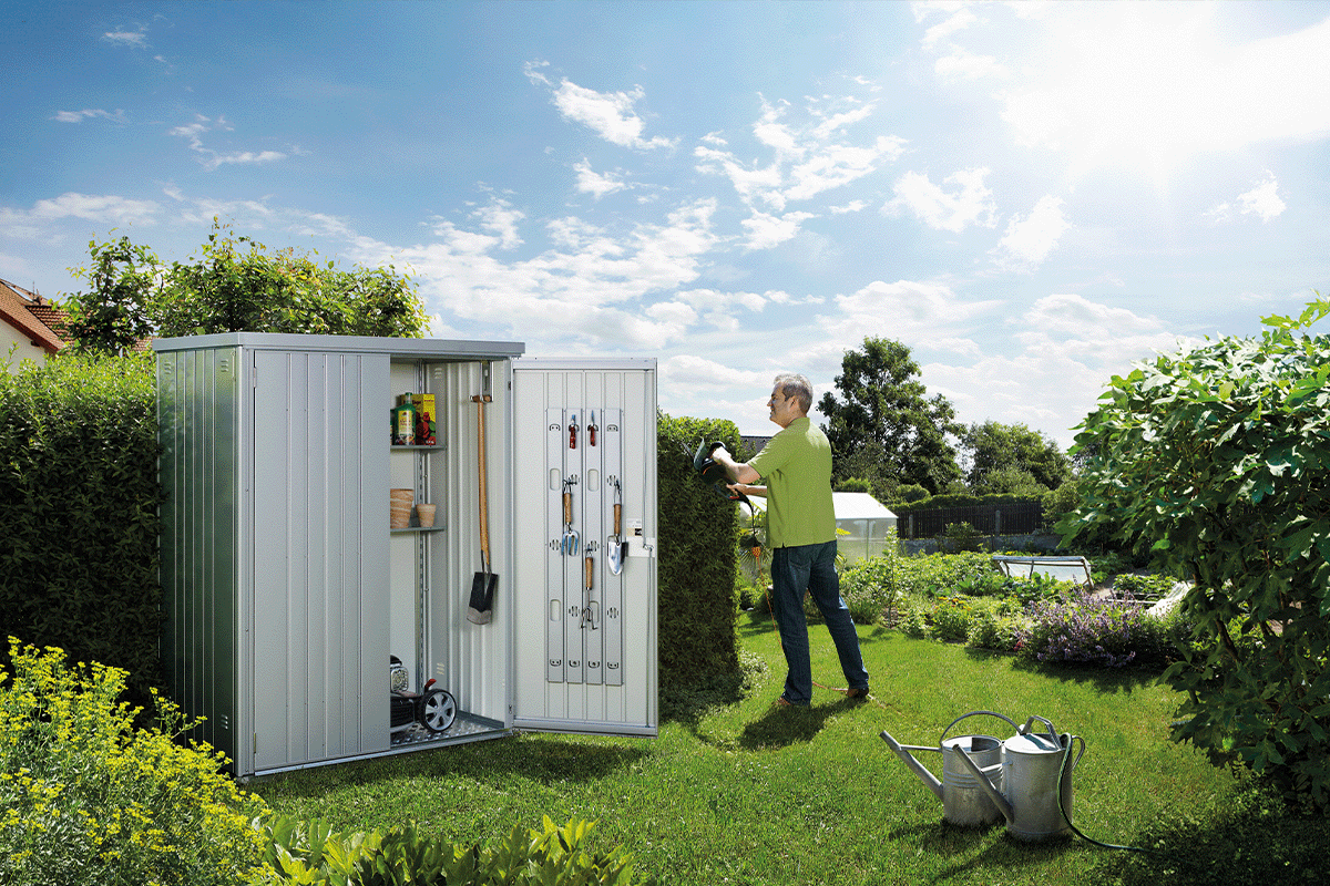 Van Kooten Tuin en Buitenleven Biohort Metalen Tuinkast 190 LARGE - Zilver - 192x155x184 cm- Plat dak- Metaal- Biohort