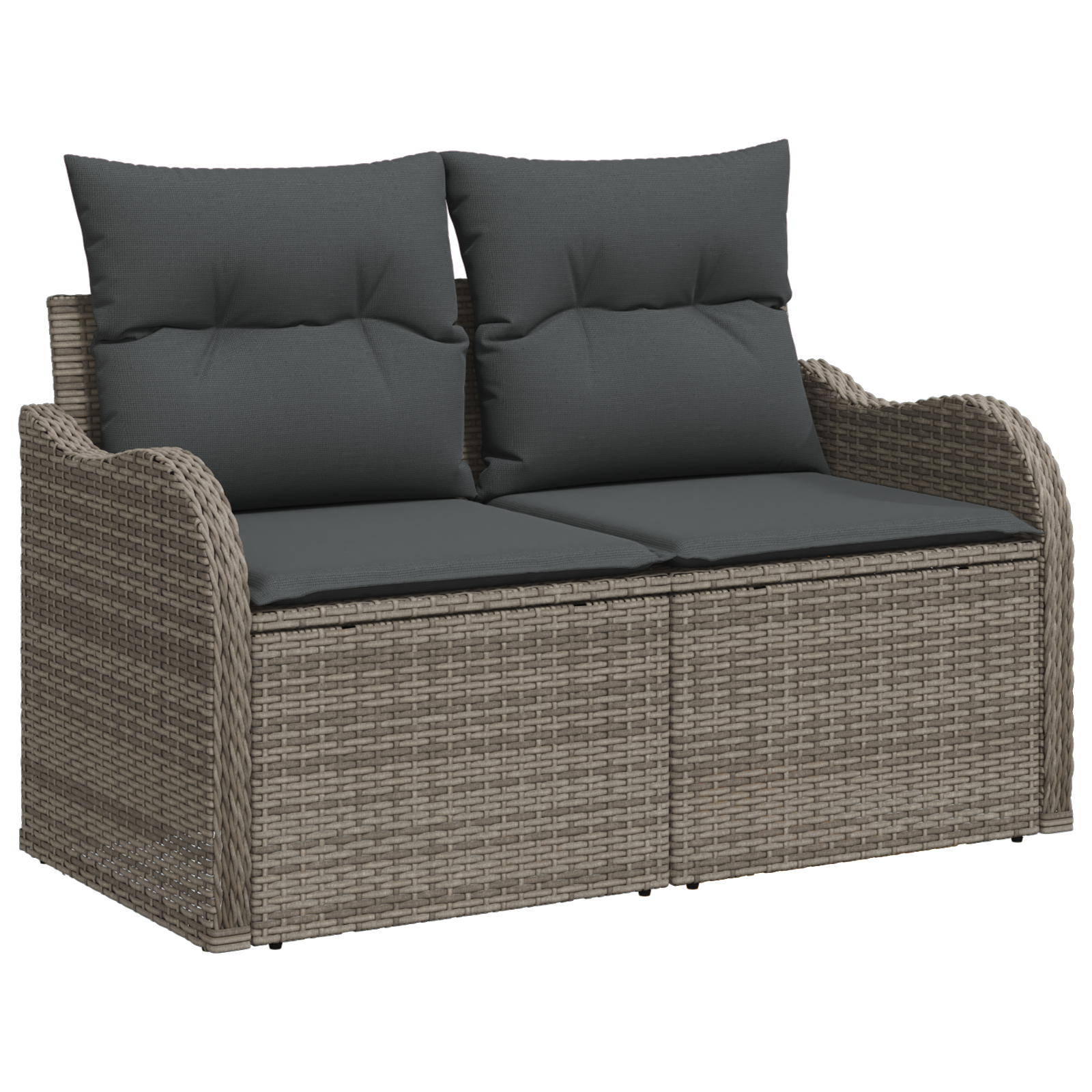 vidaXL 9-delige tuinset met kussens Grijs Poly Rattan