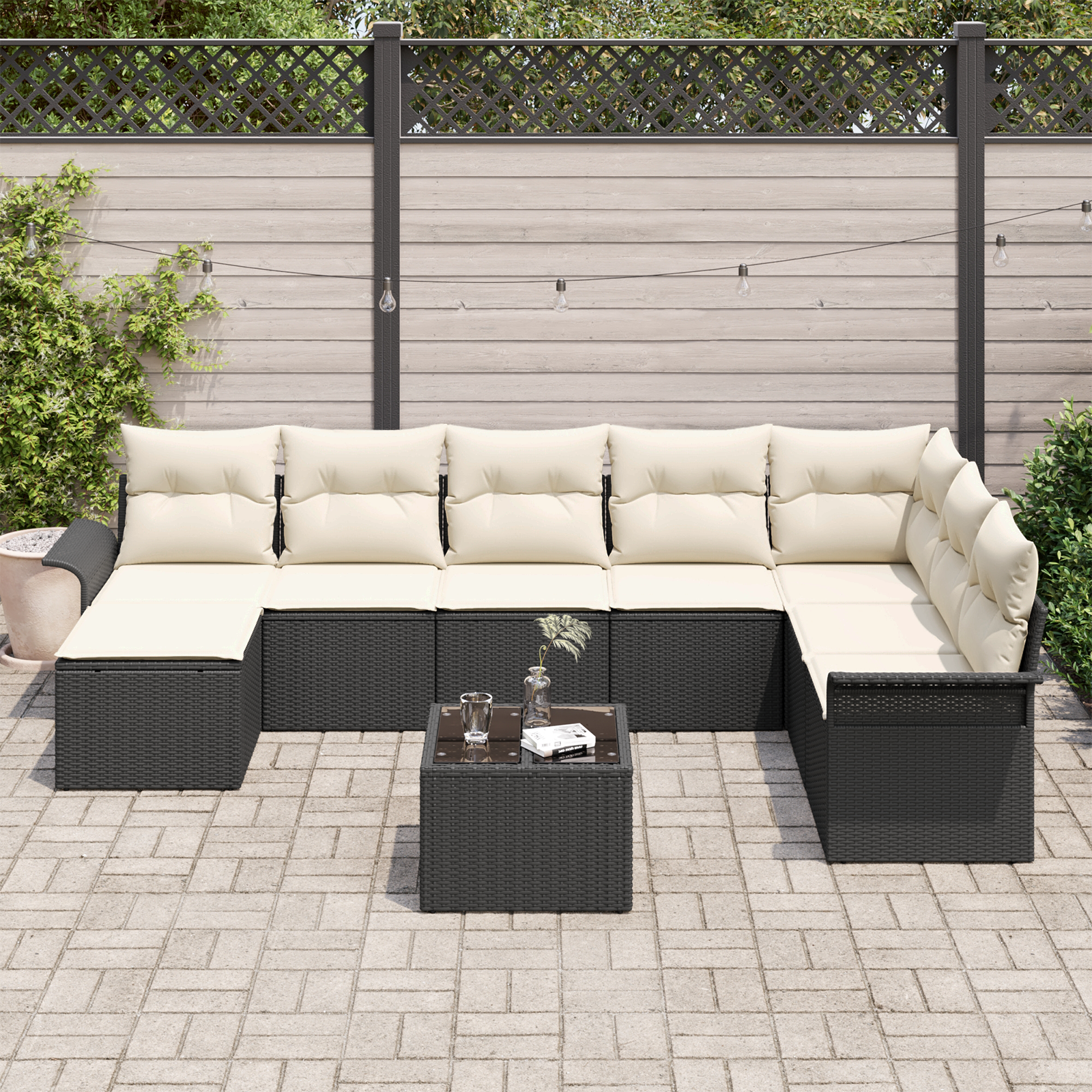 vidaXL 8-delige tuinset met kussens bruin poly rattan