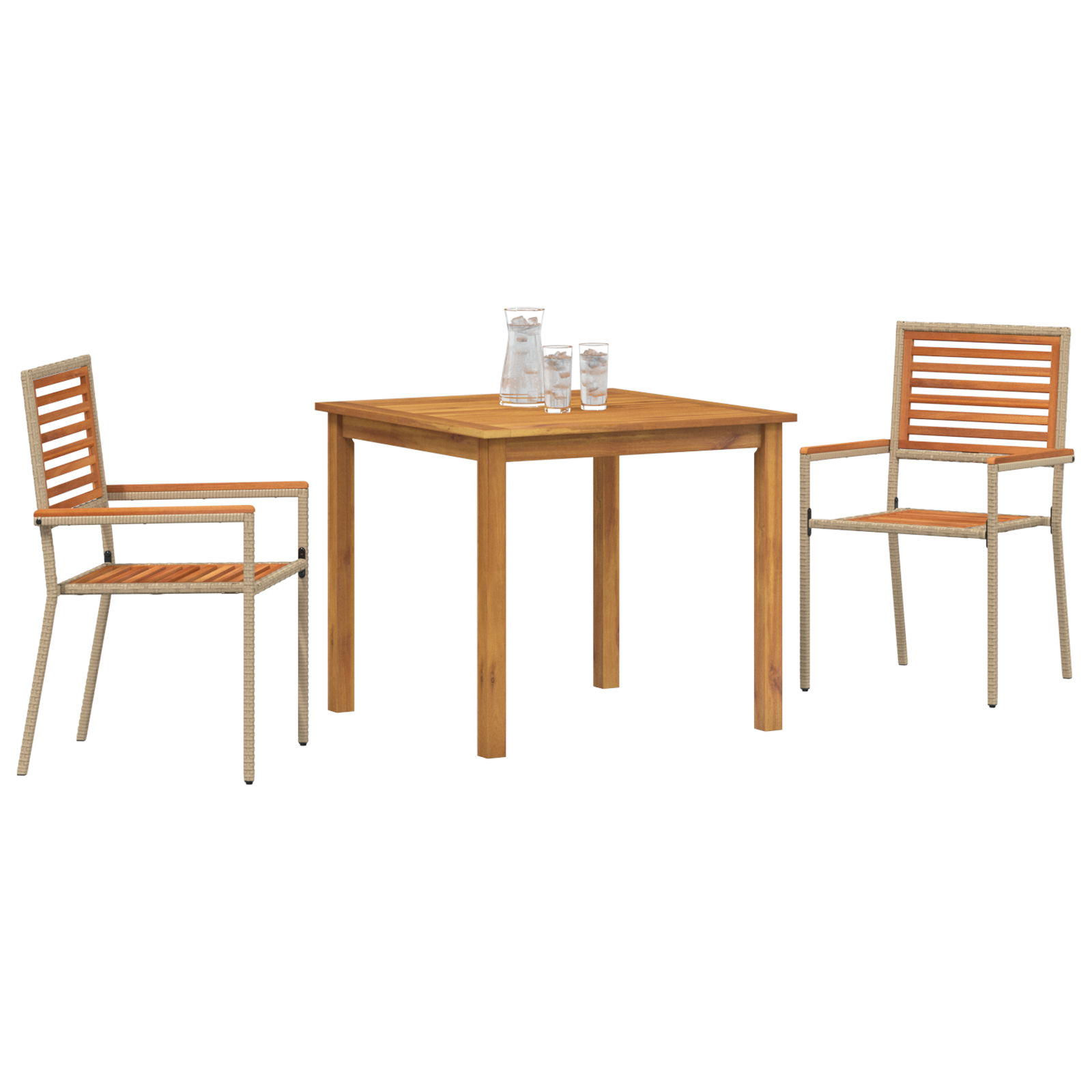 vidaXL 3-delige tuin eetset beige poly rattan acacia