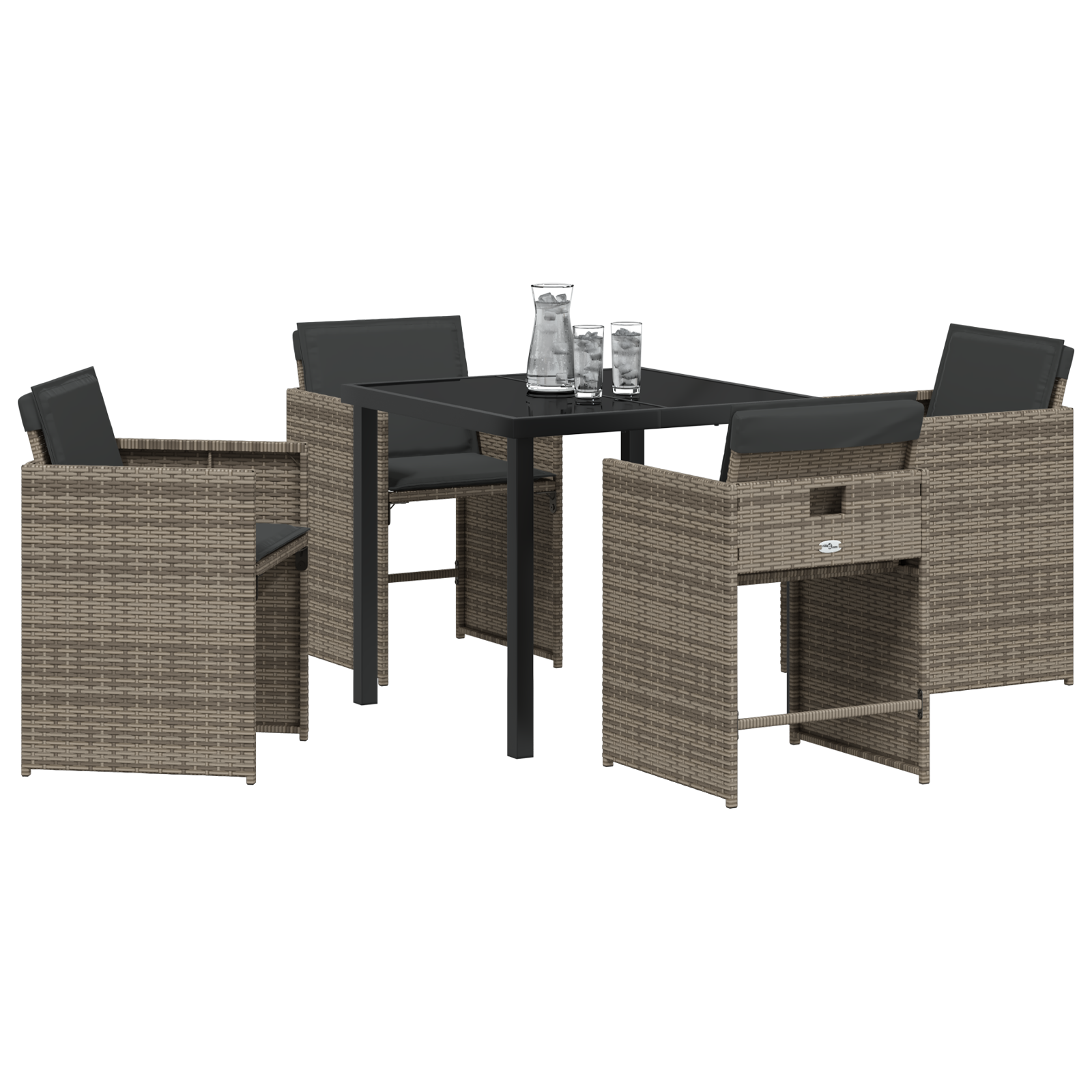 vidaXL 5-delige tuinset met kussens - Grijs Poly Rattan