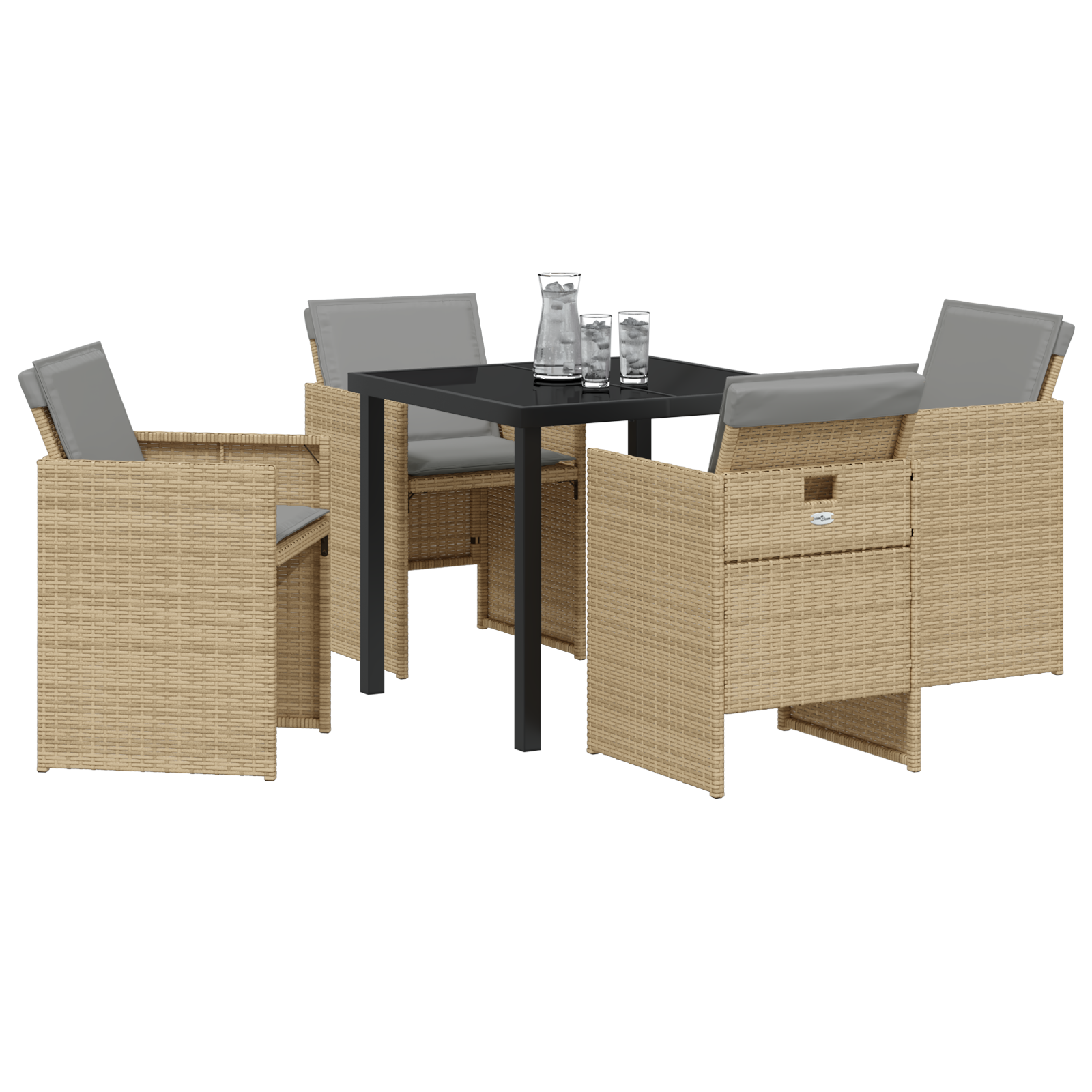 vidaXL 5-delige Tuinset met kussens poly rattan beige