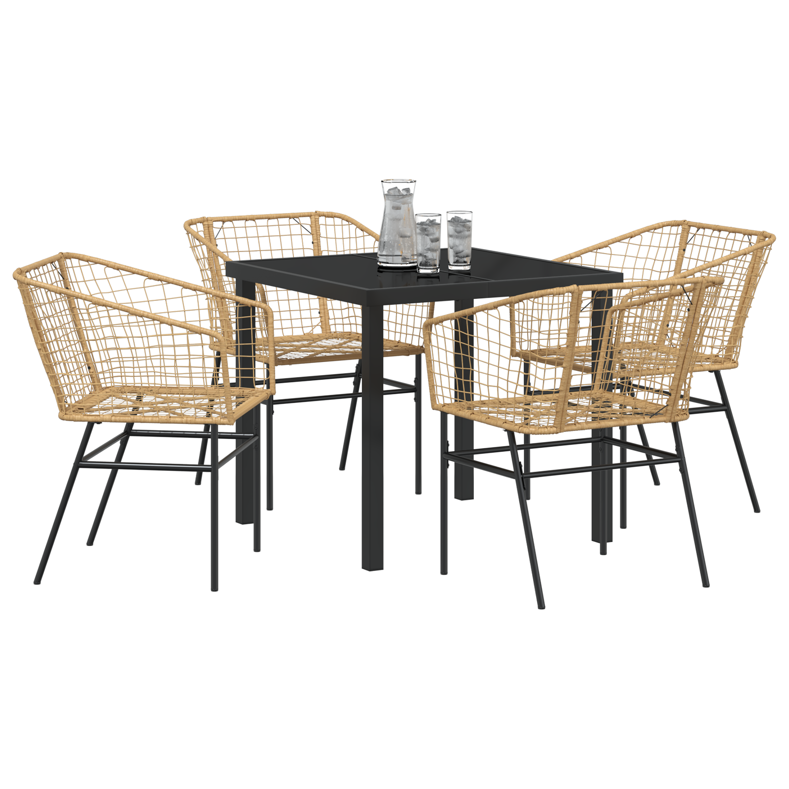 vidaXL 5-delige Tuin Eettafelset Bruin Poly Rattan