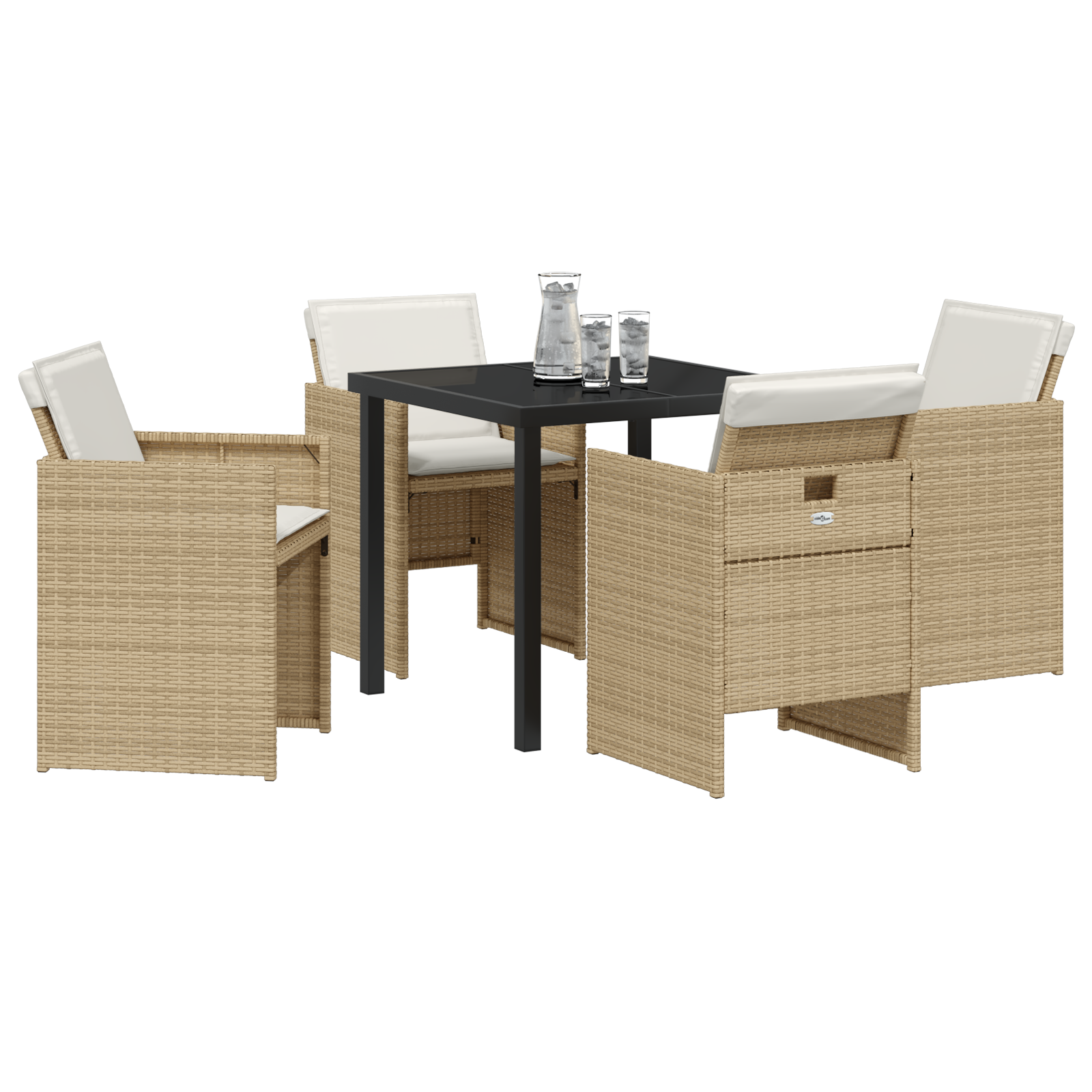 vidaXL 5-delige Tuinset met kussens poly rattan beige