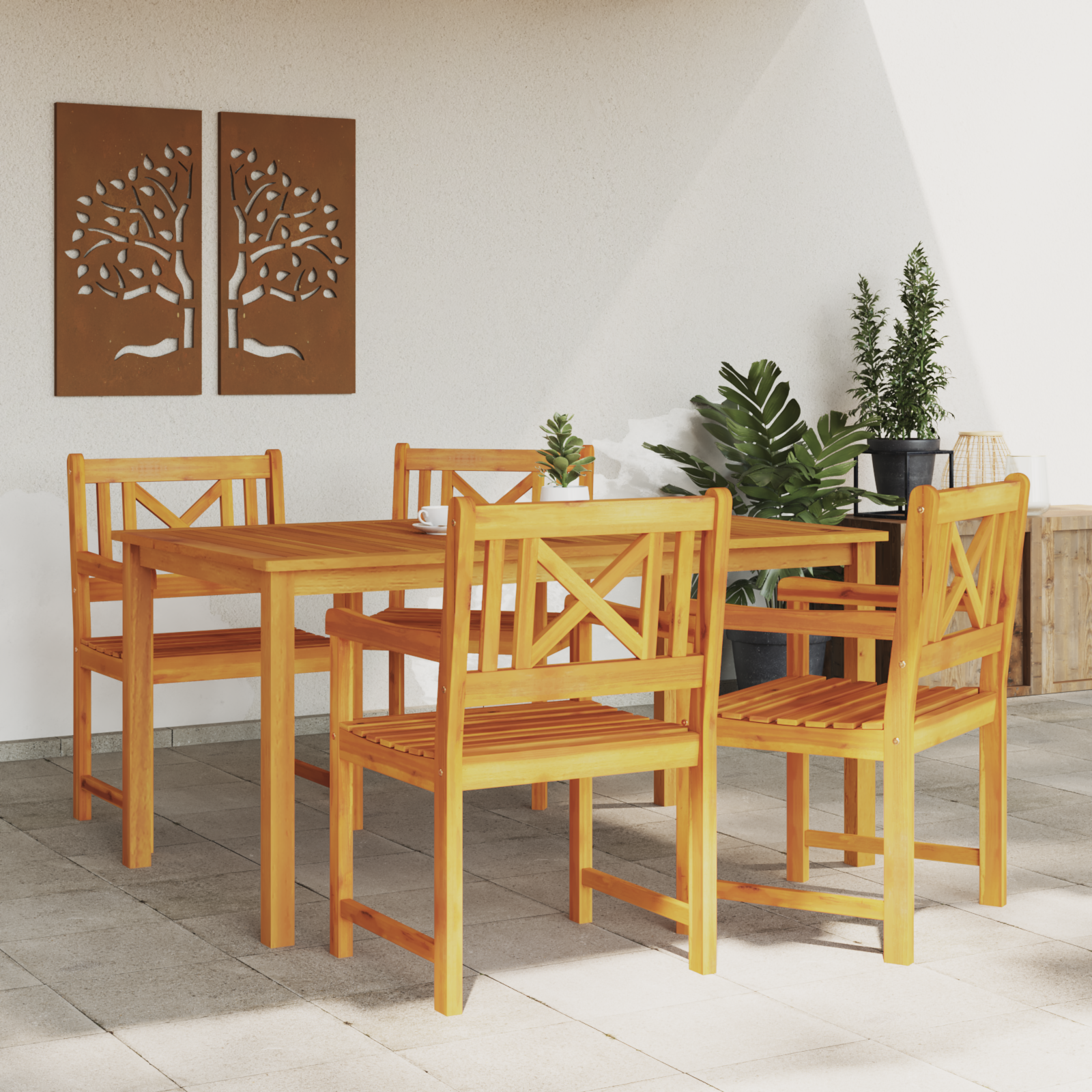 vidaXL tuinmeubels 4 stuks 56x55.5x90 cm Massief hout Acacia