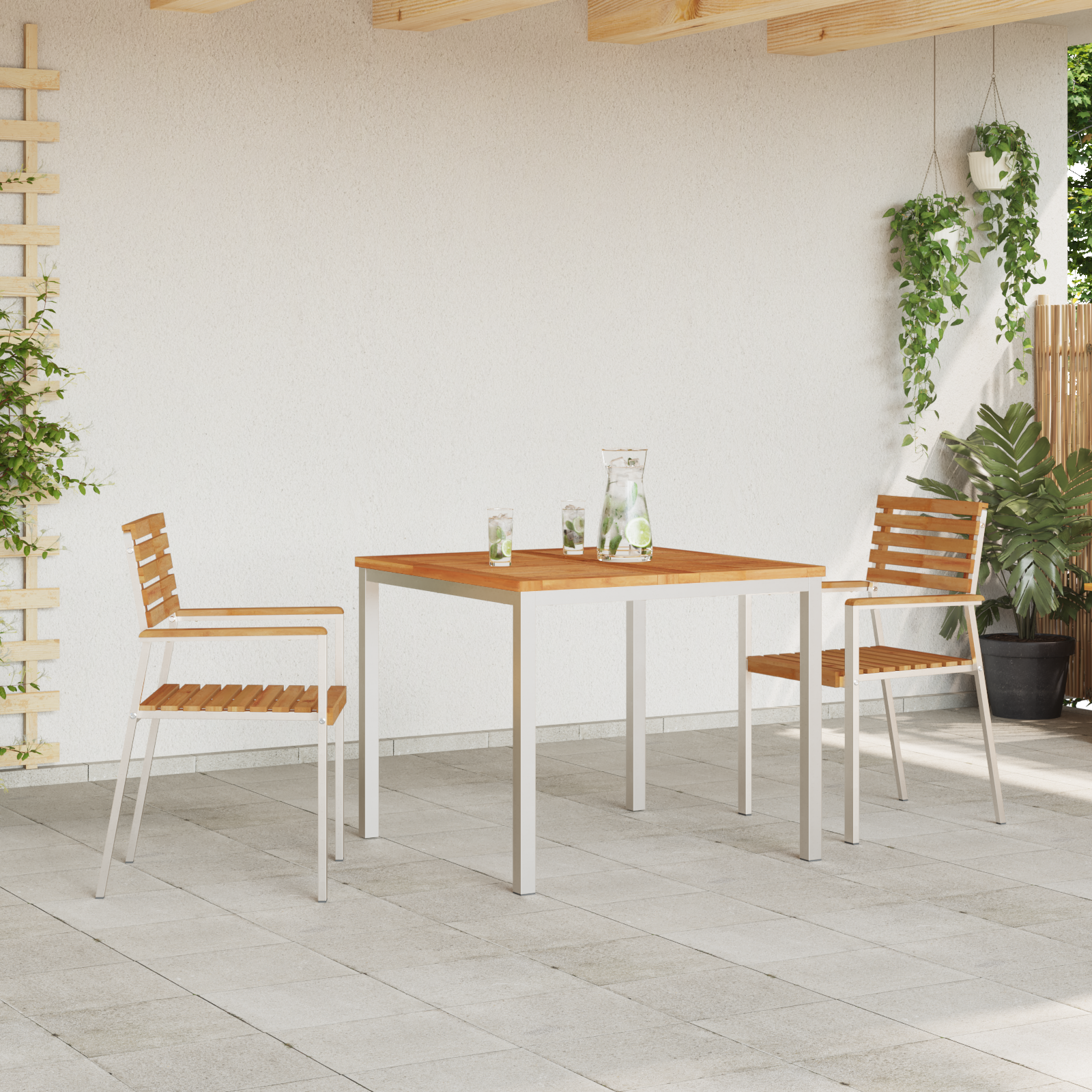 vidaXL Stapelbare Tuinstoelen 2 stuks Teakhouten en RVS