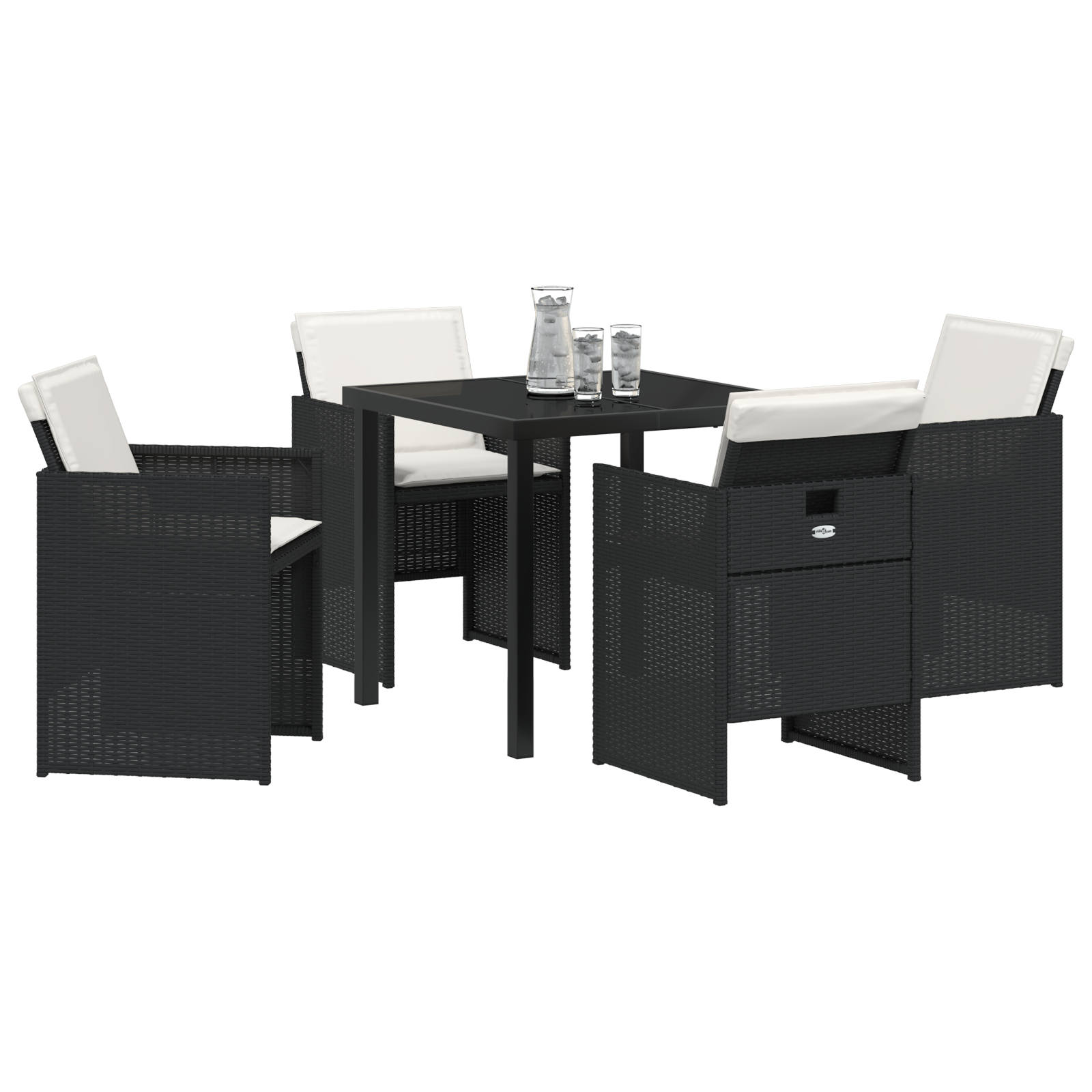 vidaXL 5-delige tuinset met kussens zwart poly rattan