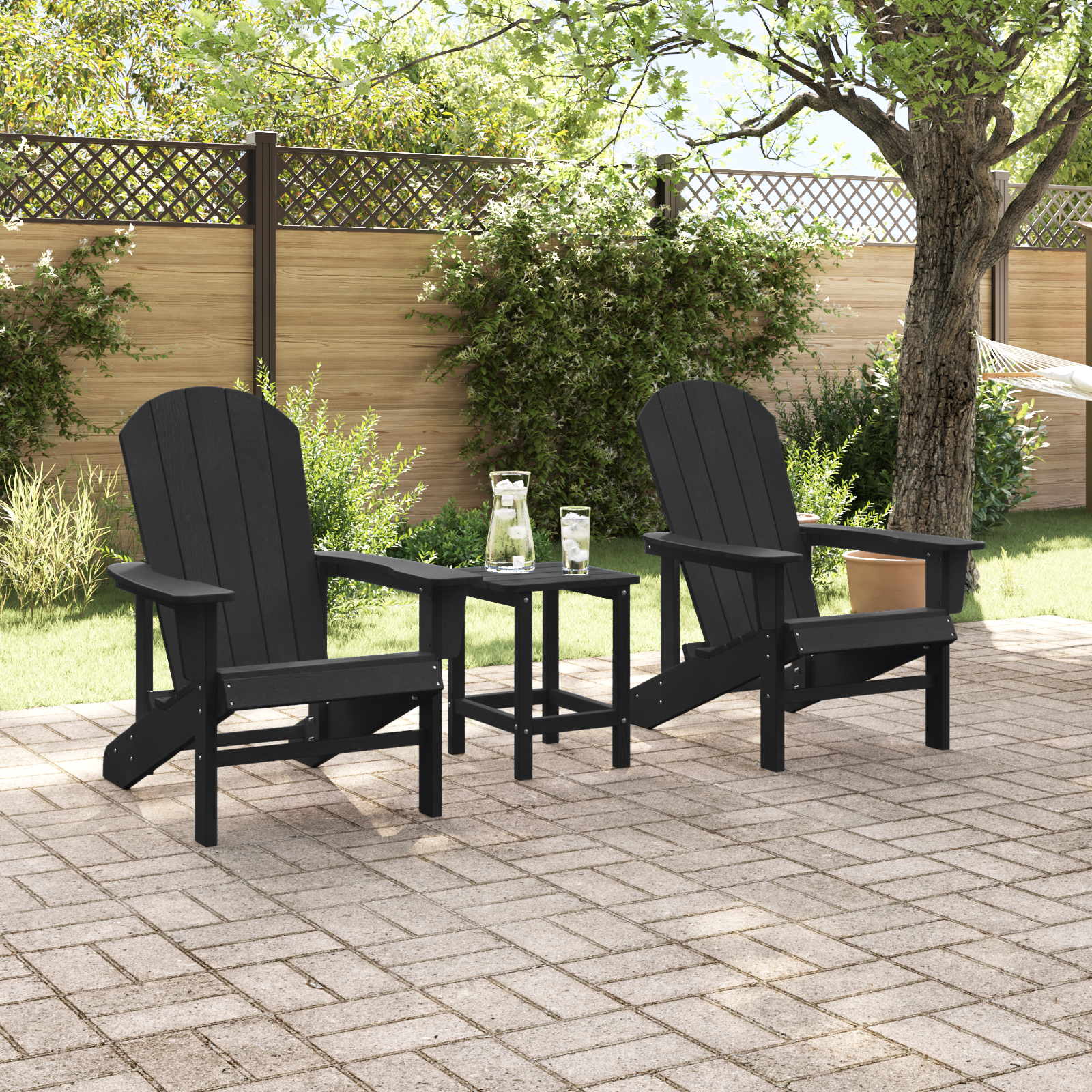 vidaXL Stoelen 2 st Adirondack 74x82x90 cm HDPE zwart