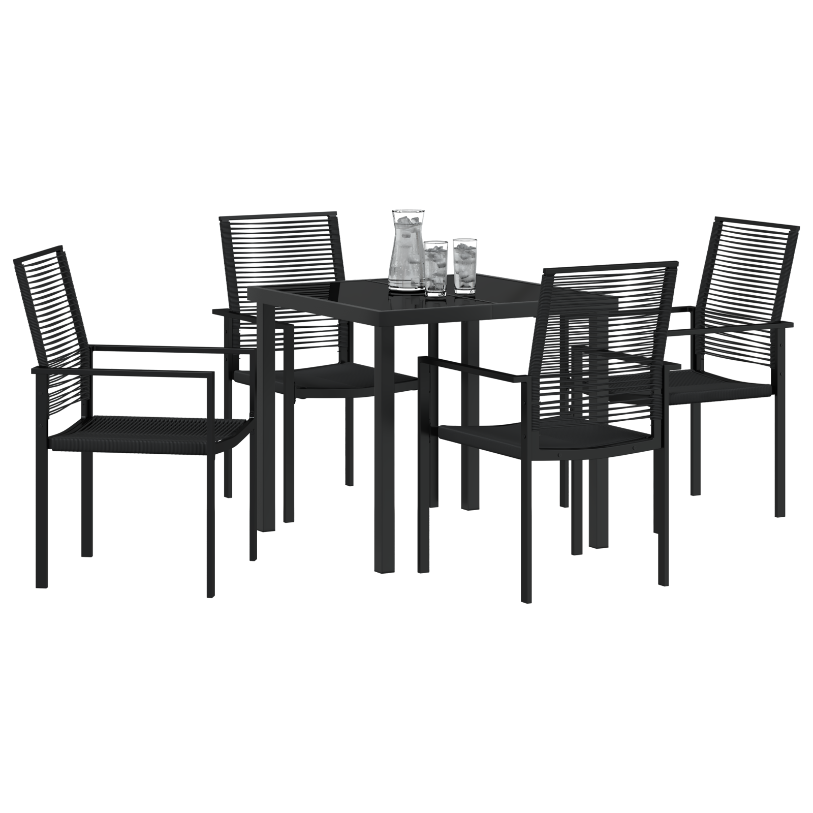 vidaXL 5-delige Tuinset Zwart PVC Rattan