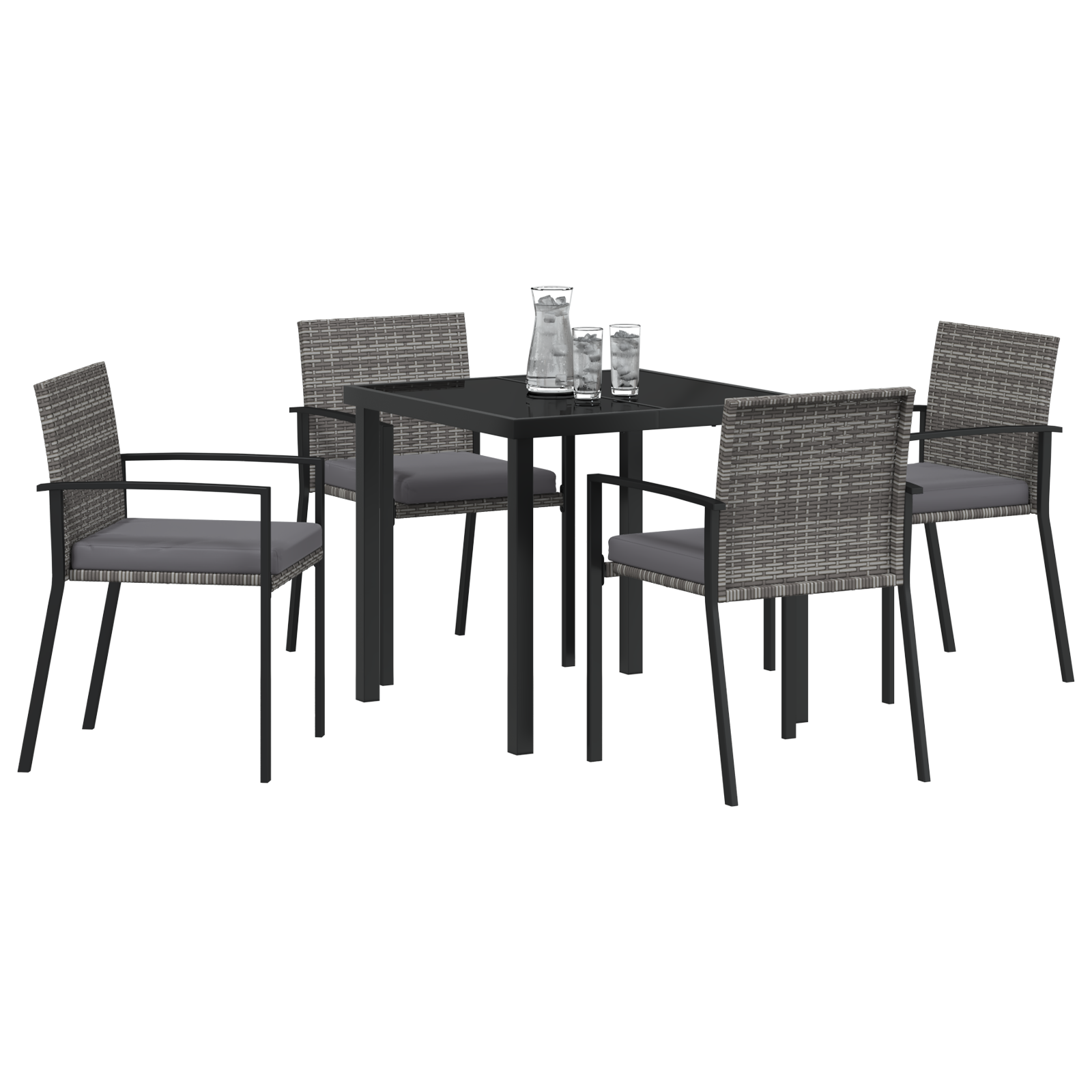 vidaXL 5-delige tuin eetset grijs poly rattan