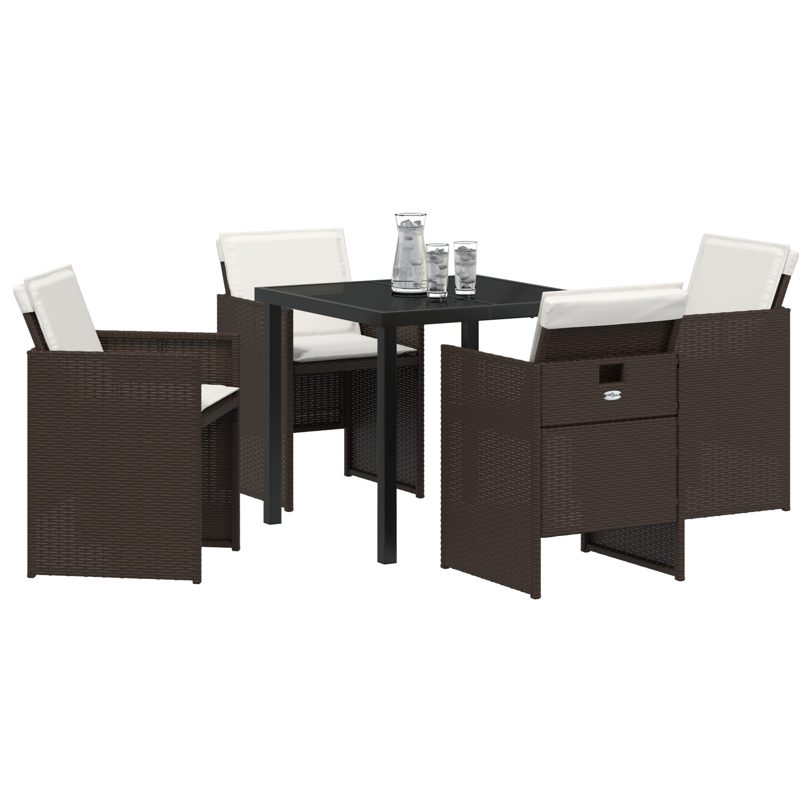 vidaXL 5-delige tuinset met kussens - bruin poly rattan