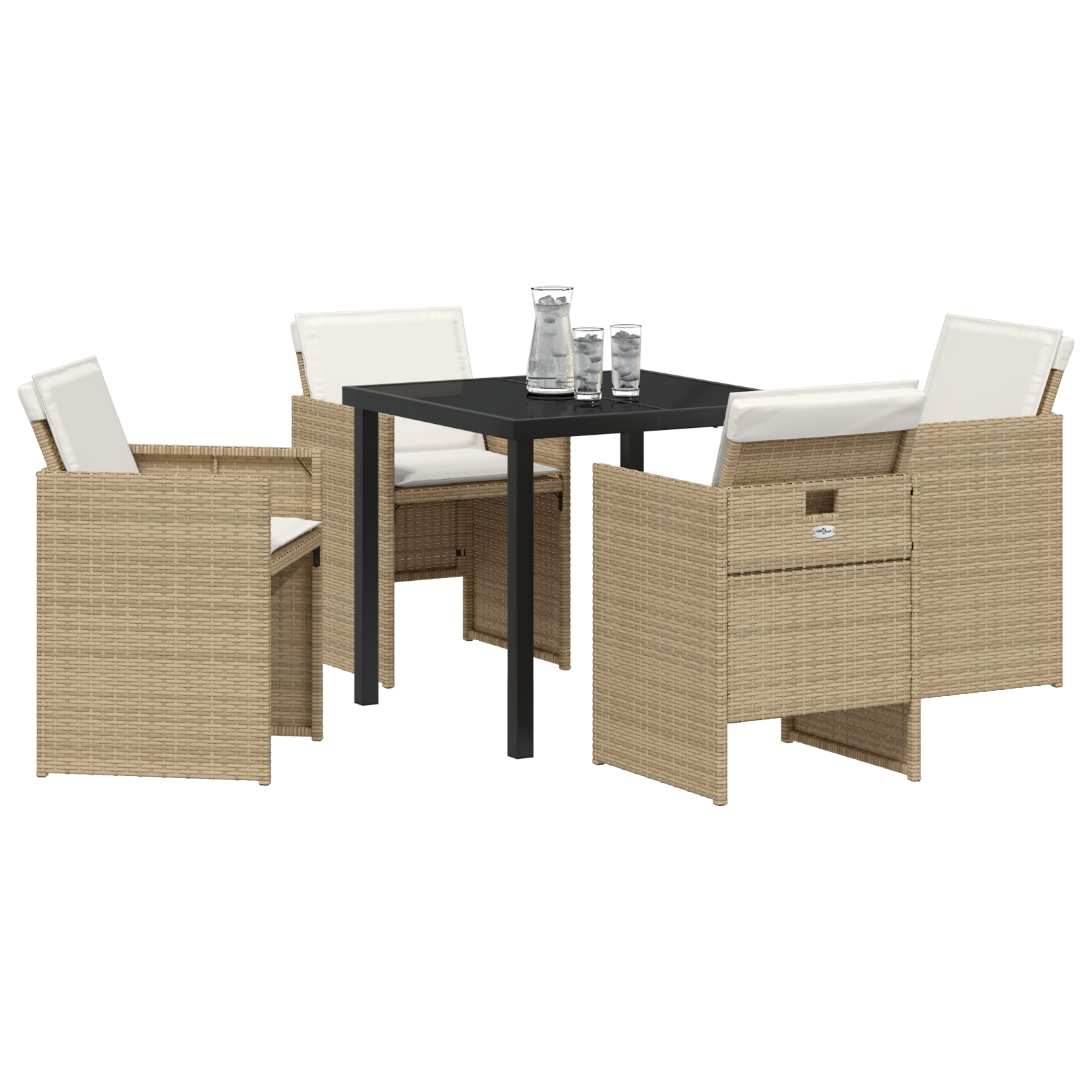 vidaXL 5-delige tuinset met kussens in beige poly rattan