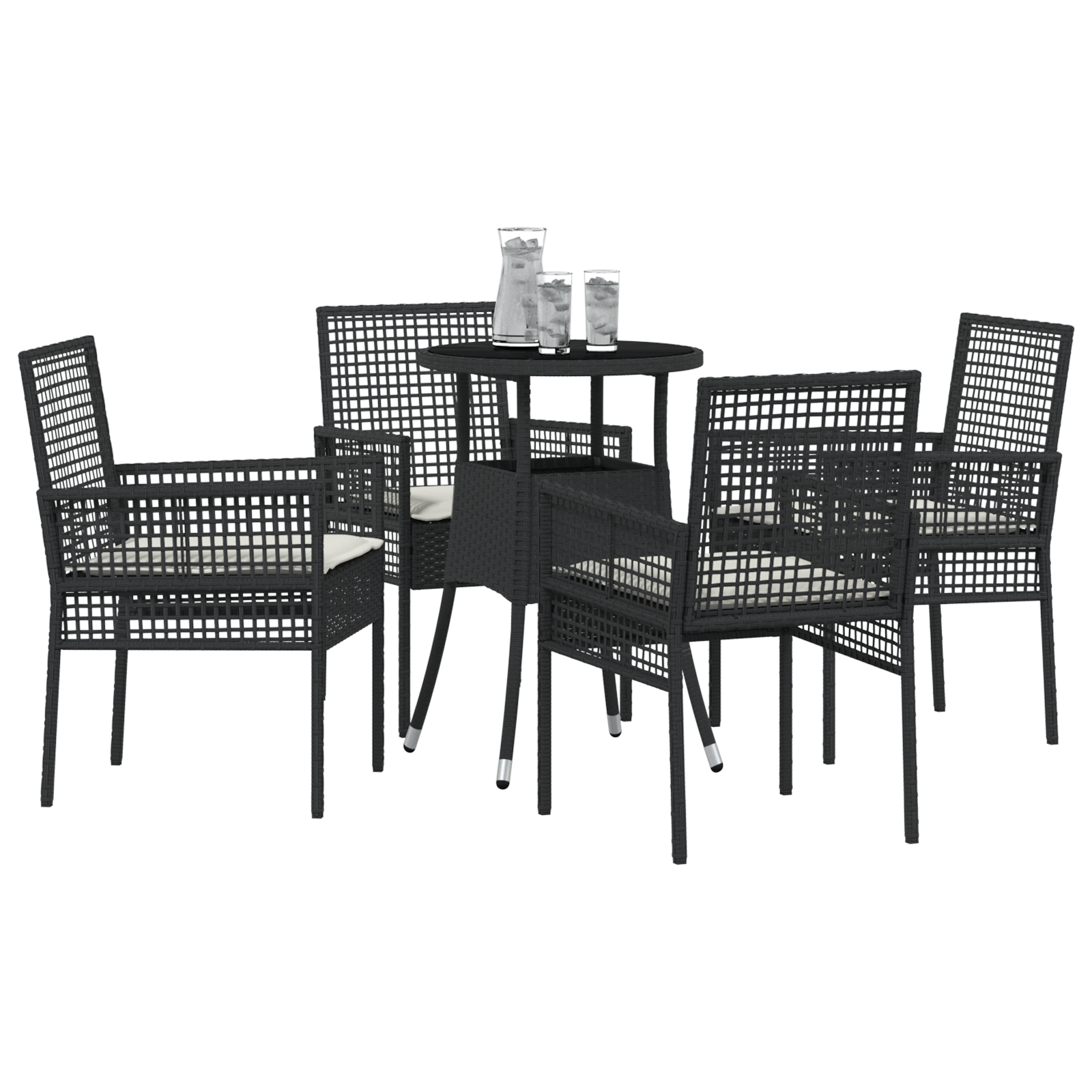 vidaXL 5-delige Tuinset poly rattan zwart