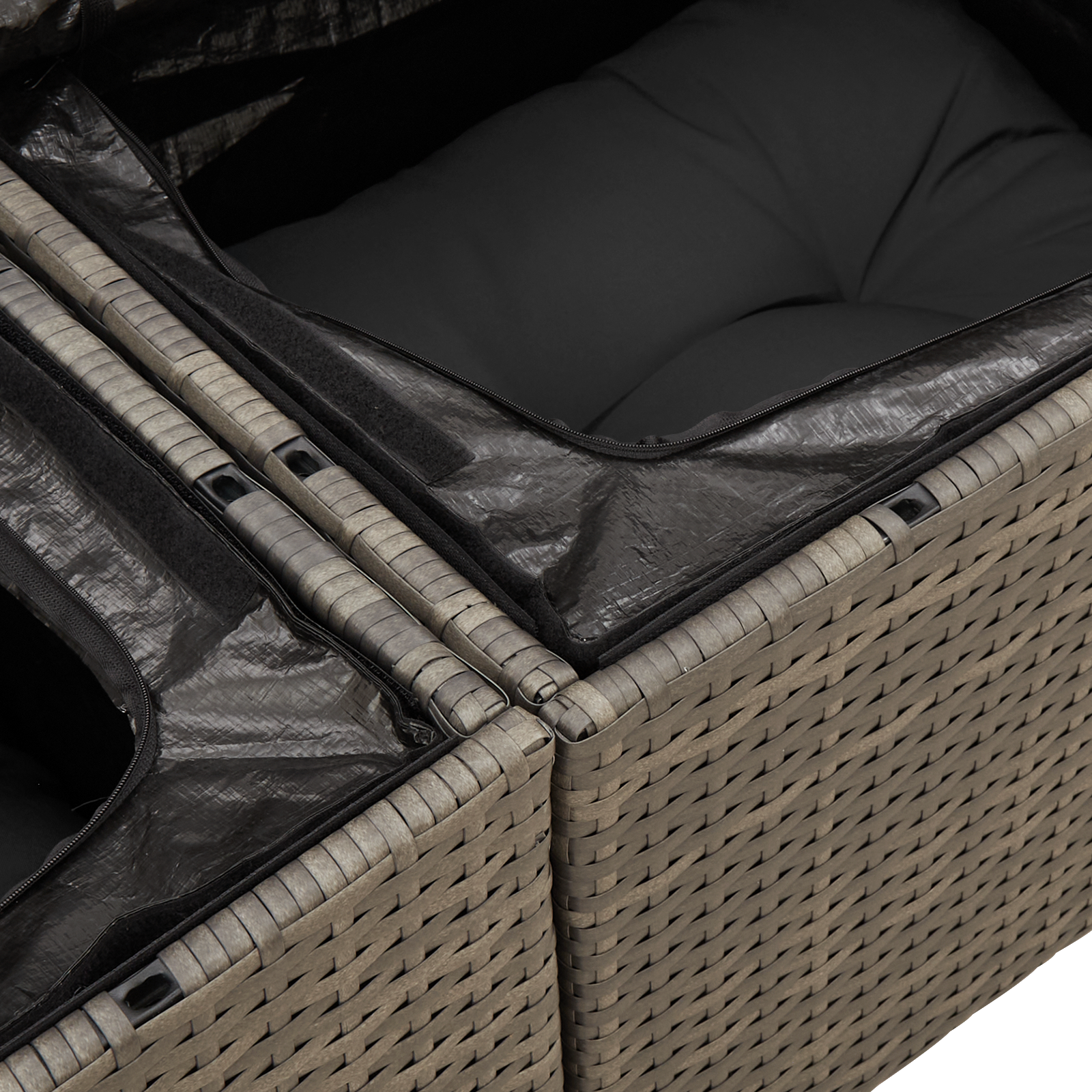 vidaXL 7-delige Tuinbankenset met kussens poly rattan grijs