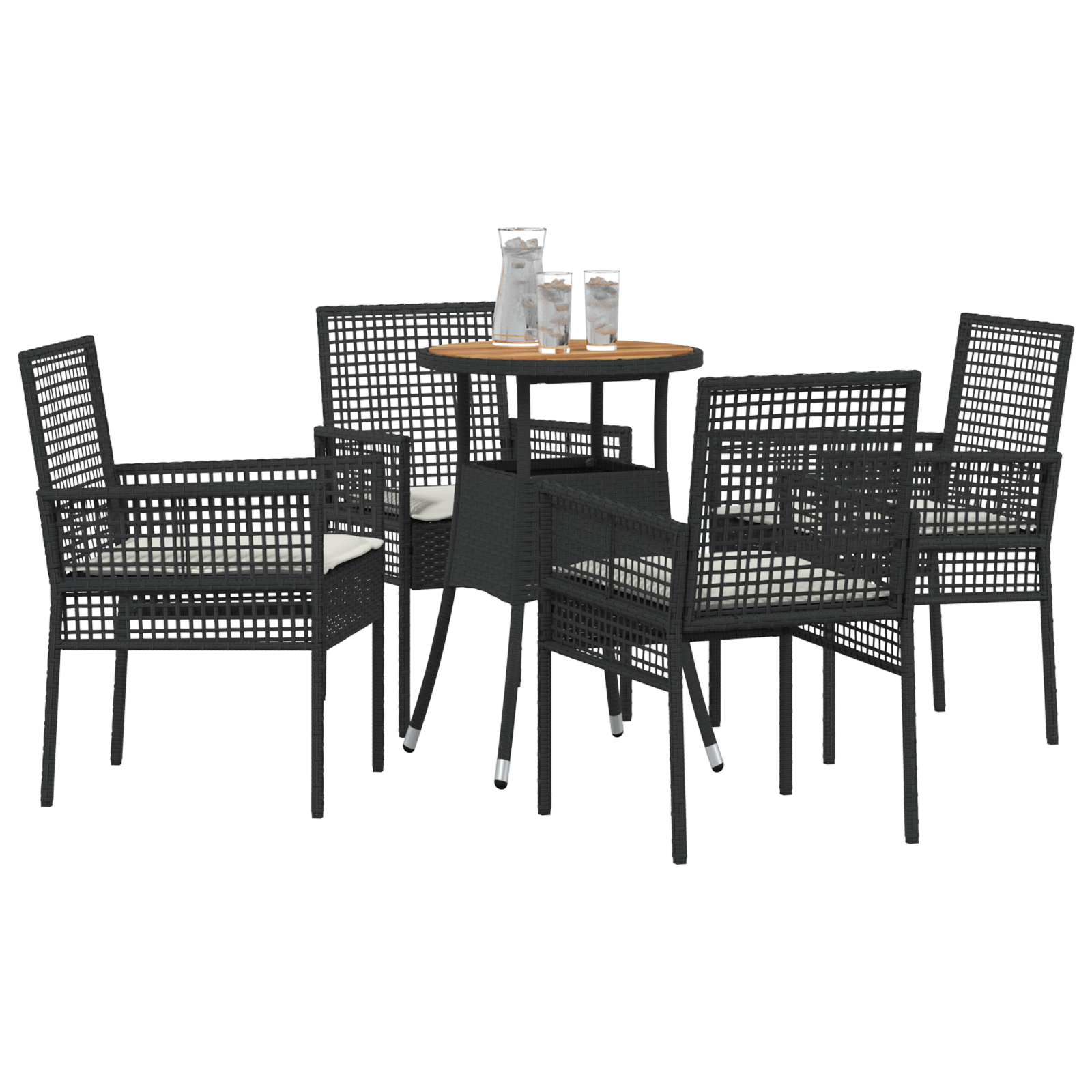 vidaXL 5-delige Tuinset poly rattan zwart