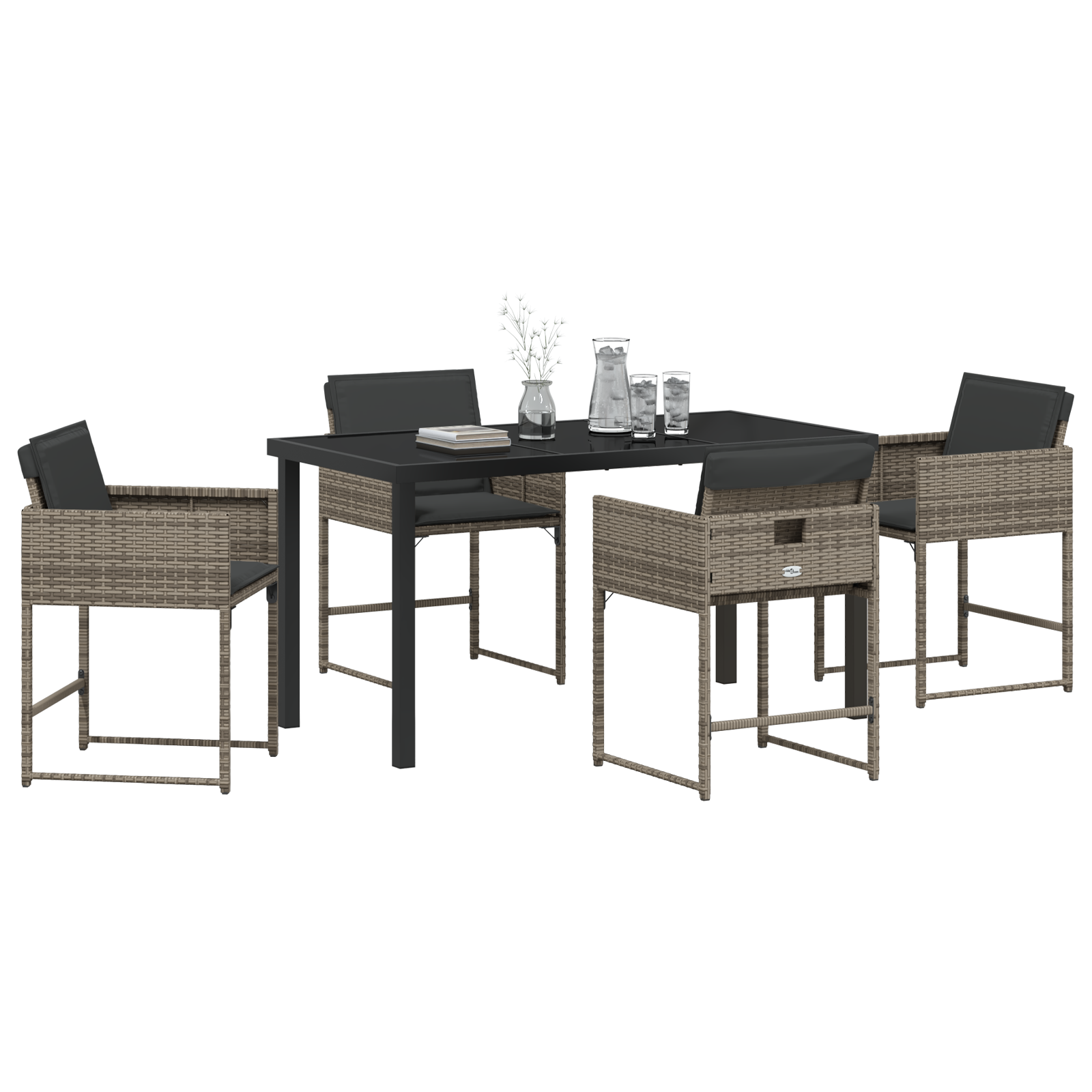 vidaXL 5-delige Tuinset met Kussens van Grijs Poly Rattan