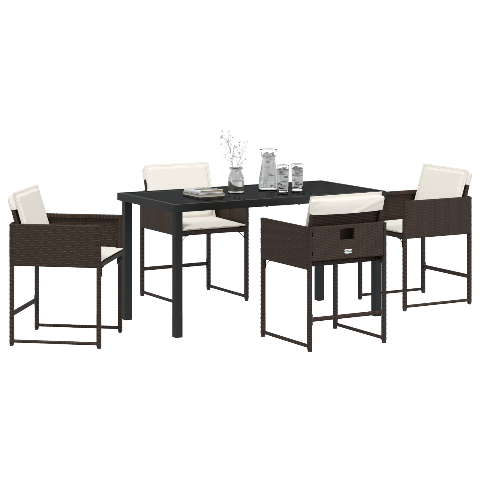 vidaXL 5-delige tuinset met kussens bruin poly rattan