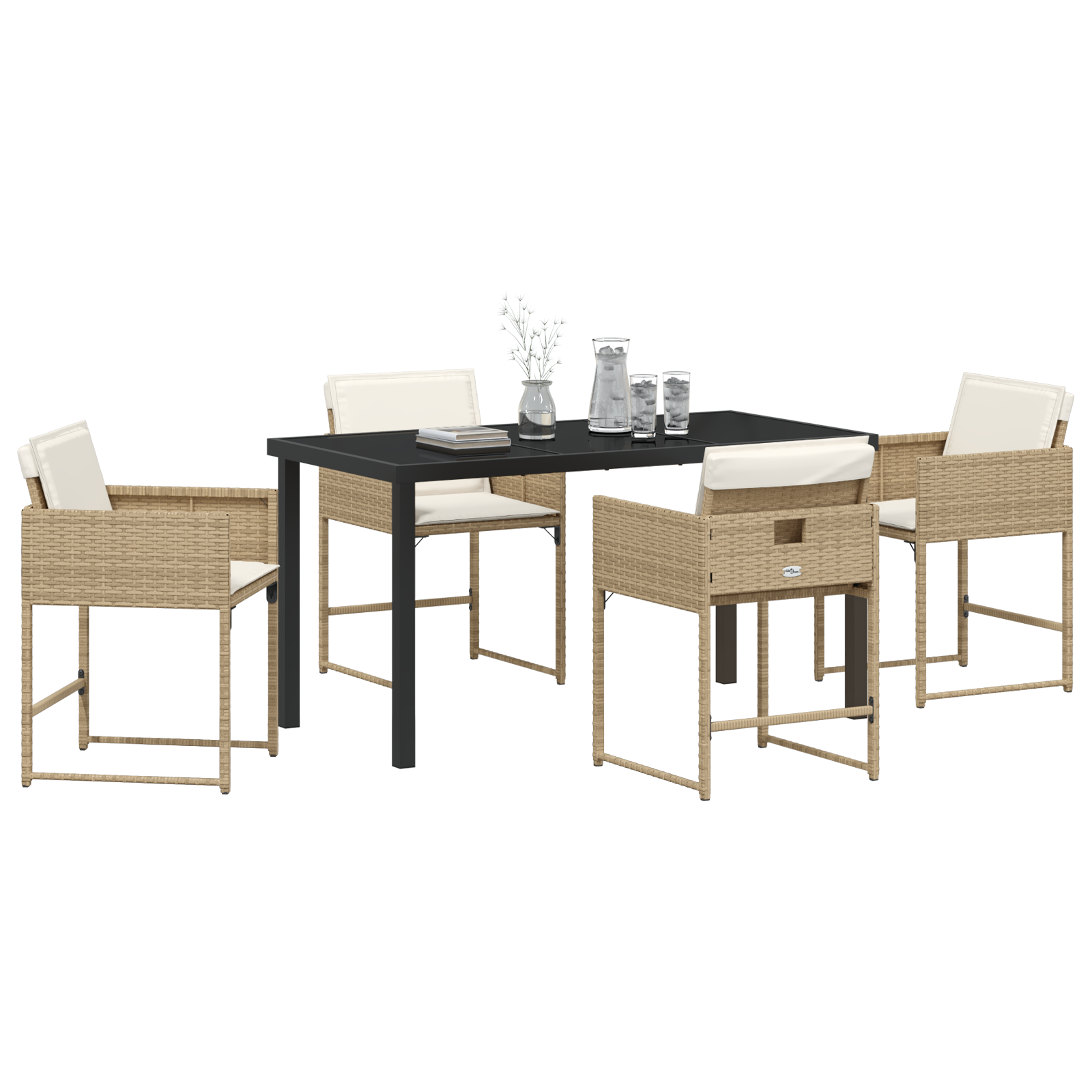 vidaXL 5-delige Tuinset met Kussens Beige Poly Rattan