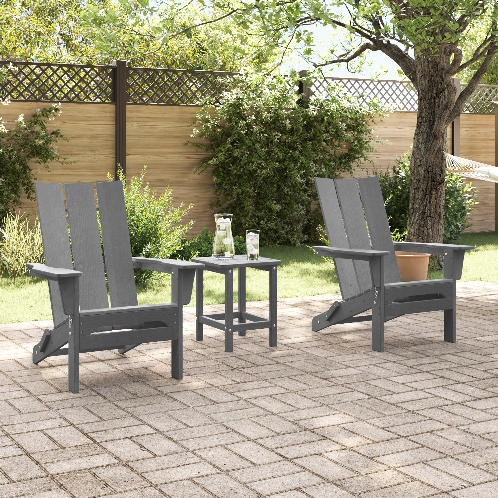 vidaXL Stoelen 2 st Adirondack 74,5x80,5x90 cm HDPE lichtgrijs