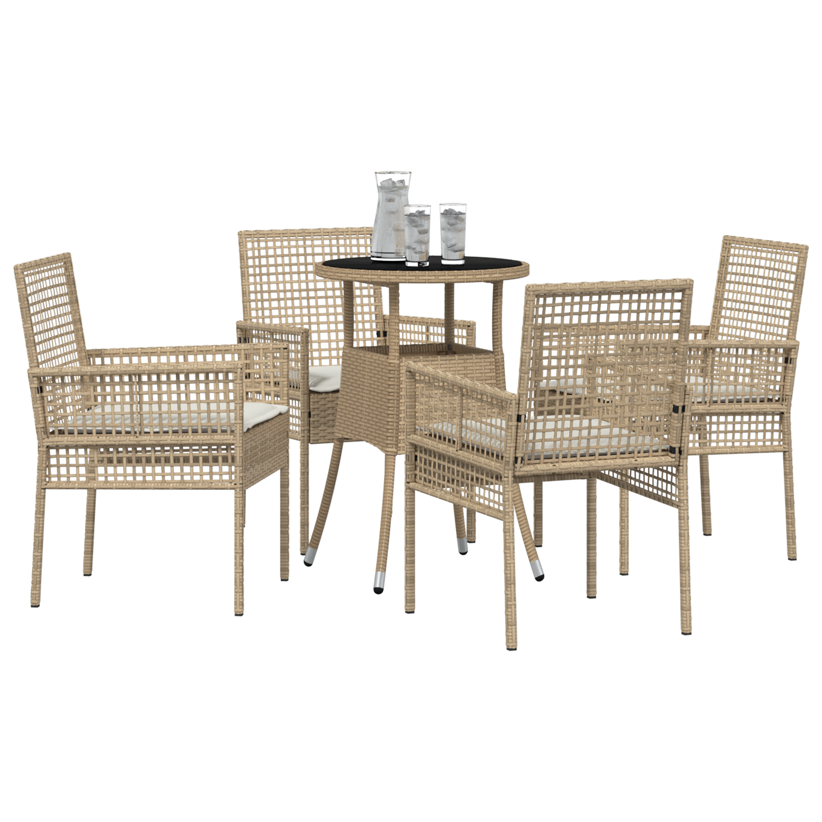 vidaXL 5-delige Tuinset poly rattan beige
