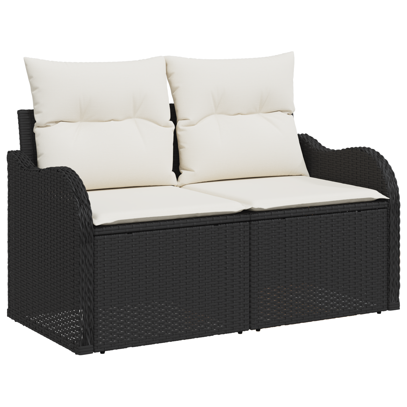vidaXL 7-delige Tuinbankenset met kussens poly rattan zwart