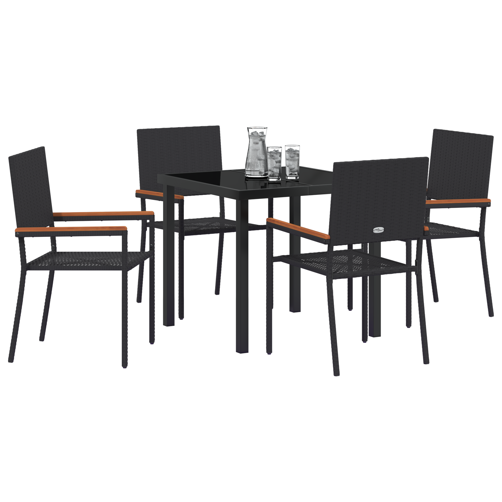 vidaXL 5-delige tuin eetset zwart poly rattan