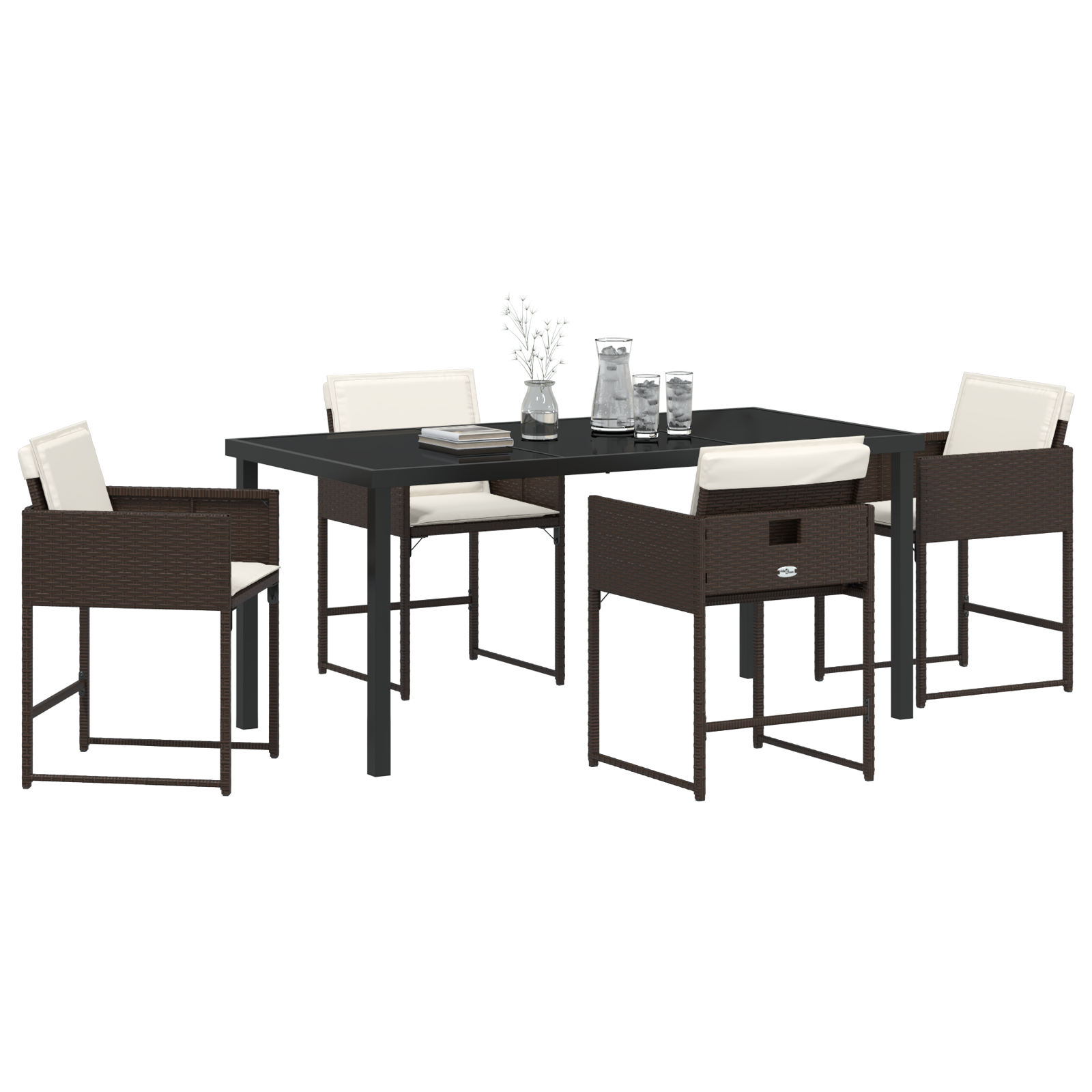 vidaXL 5-delige tuinset met kussens in bruin poly rattan