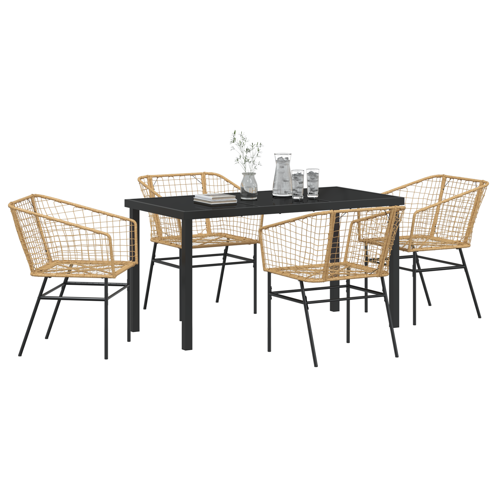 vidaXL 5-delige tuin eetset bruin poly rattan