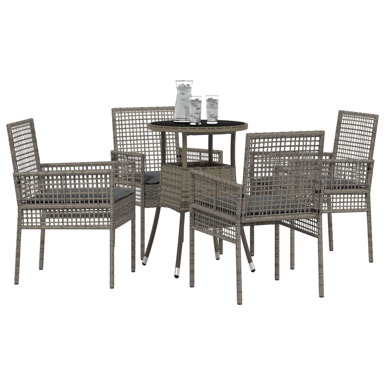 vidaXL 5-delige Tuinset poly rattan grijs