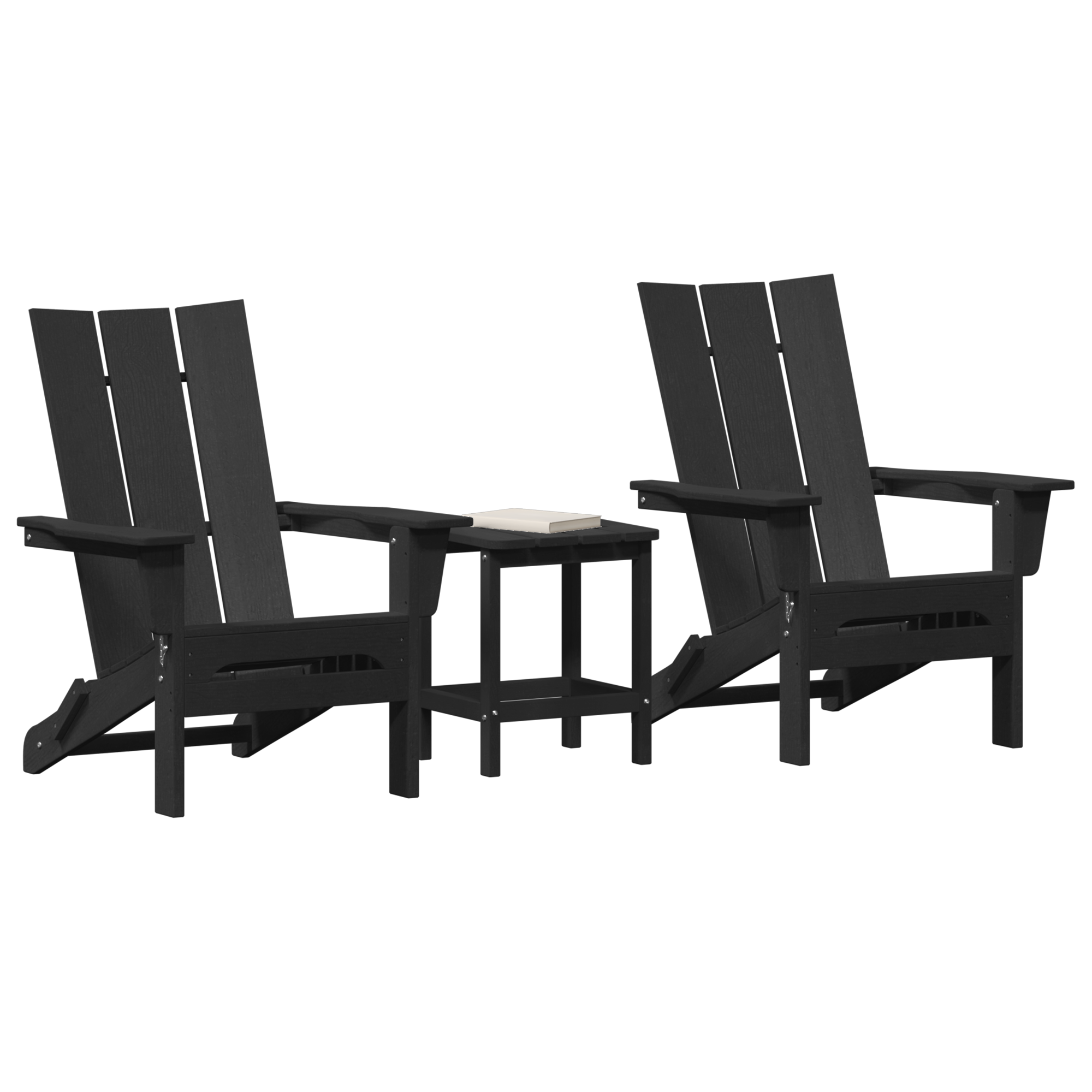 vidaXL 3-delige Loungeset HDPE zwart