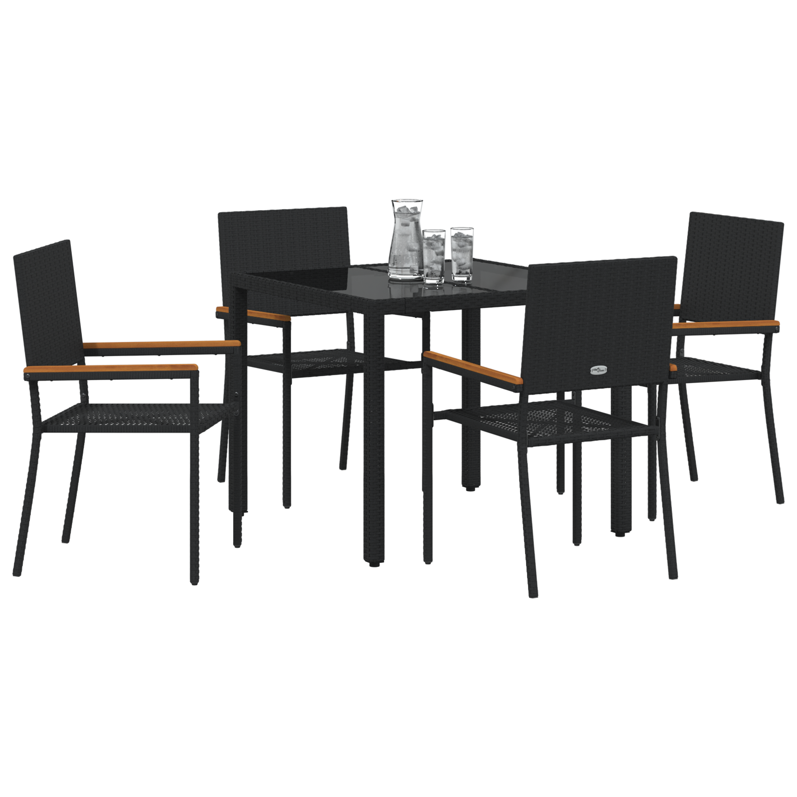 vidaXL 5-delige Tuinset poly rattan zwart