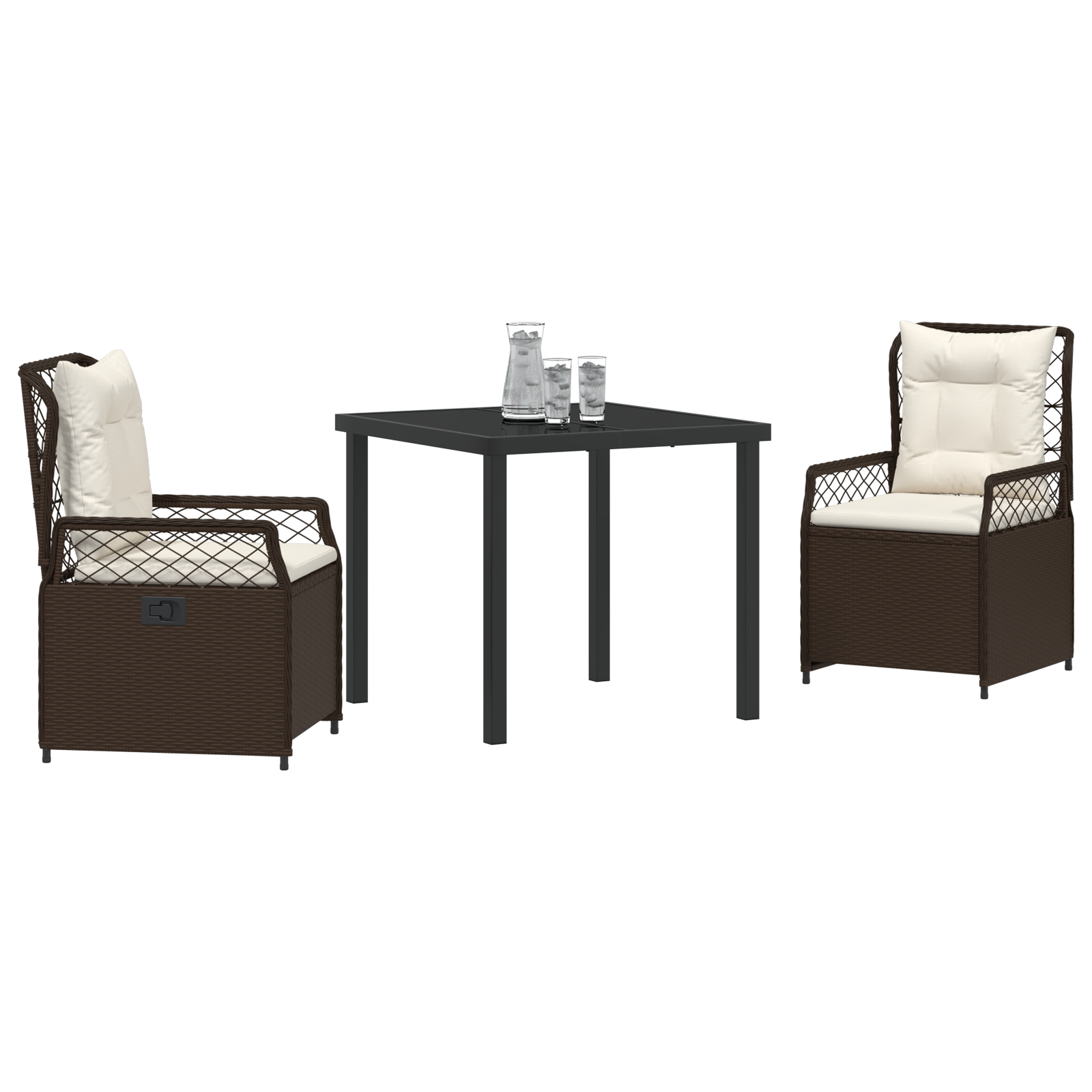 vidaXL 3-delige tuinset Bruin Poly Rattan