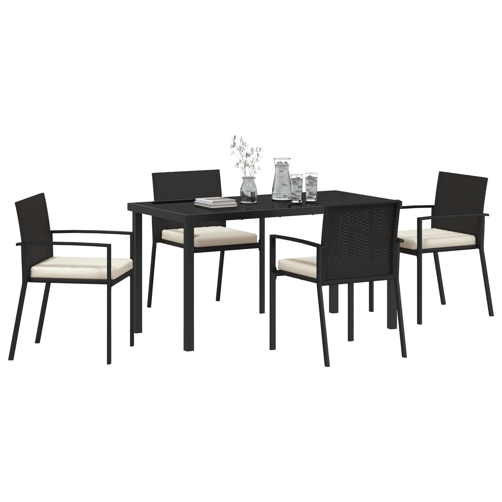 vidaXL 5-delige tuinset Zwart Poly Rattan