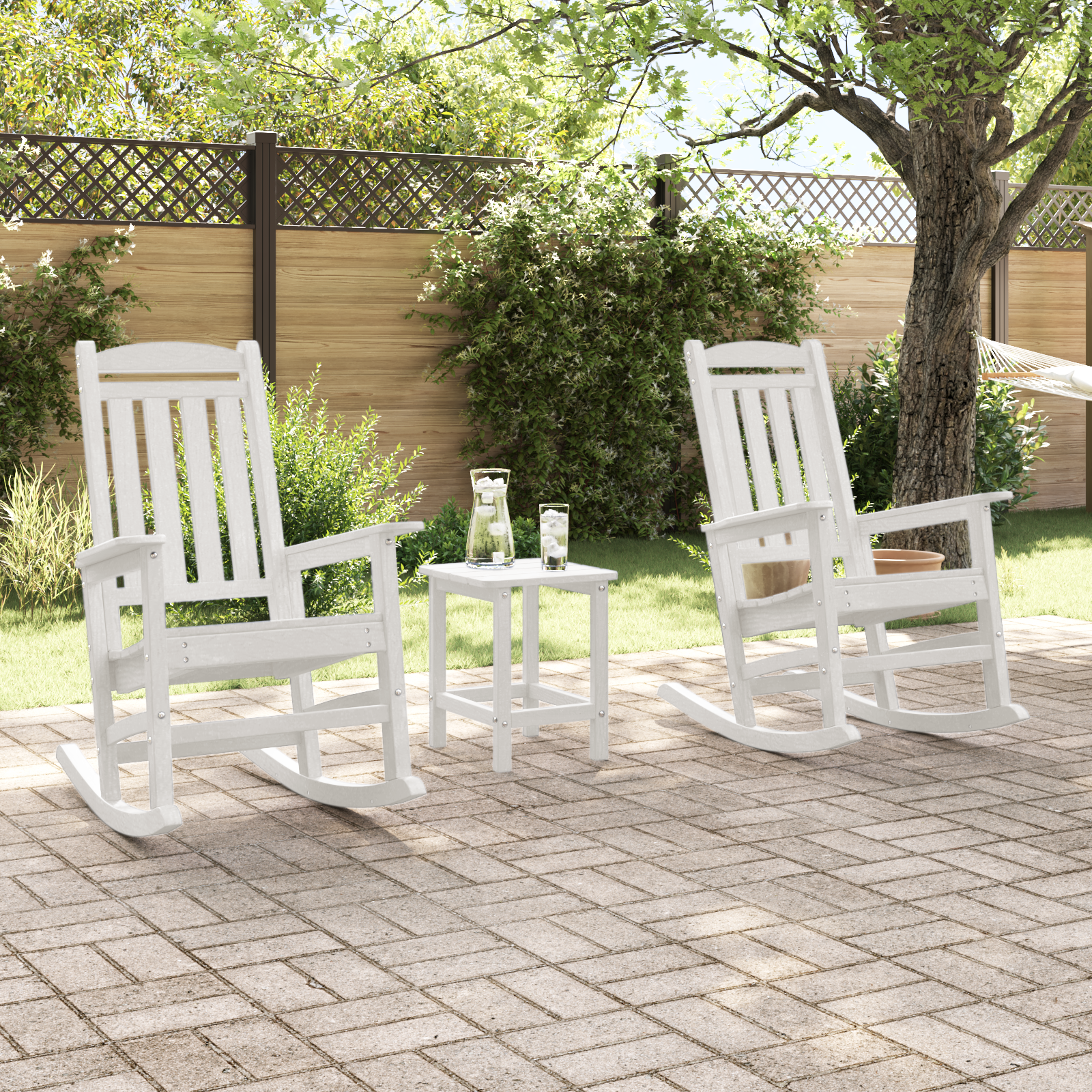 vidaXL Tuin Schommelstoelen 2 stuks Wit 70x92x107,5 cm HDPE