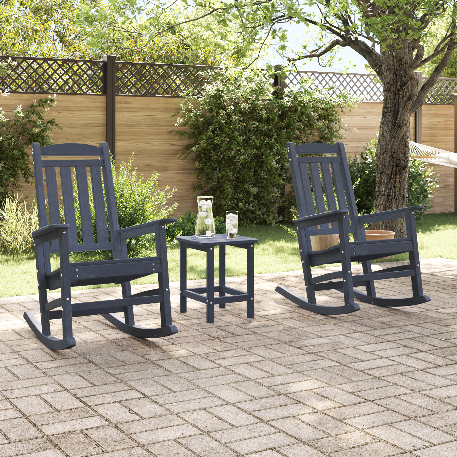 vidaXL Tuinligbedden 2 stuks Marineblauw 70x92x107,5 cm HDPE
