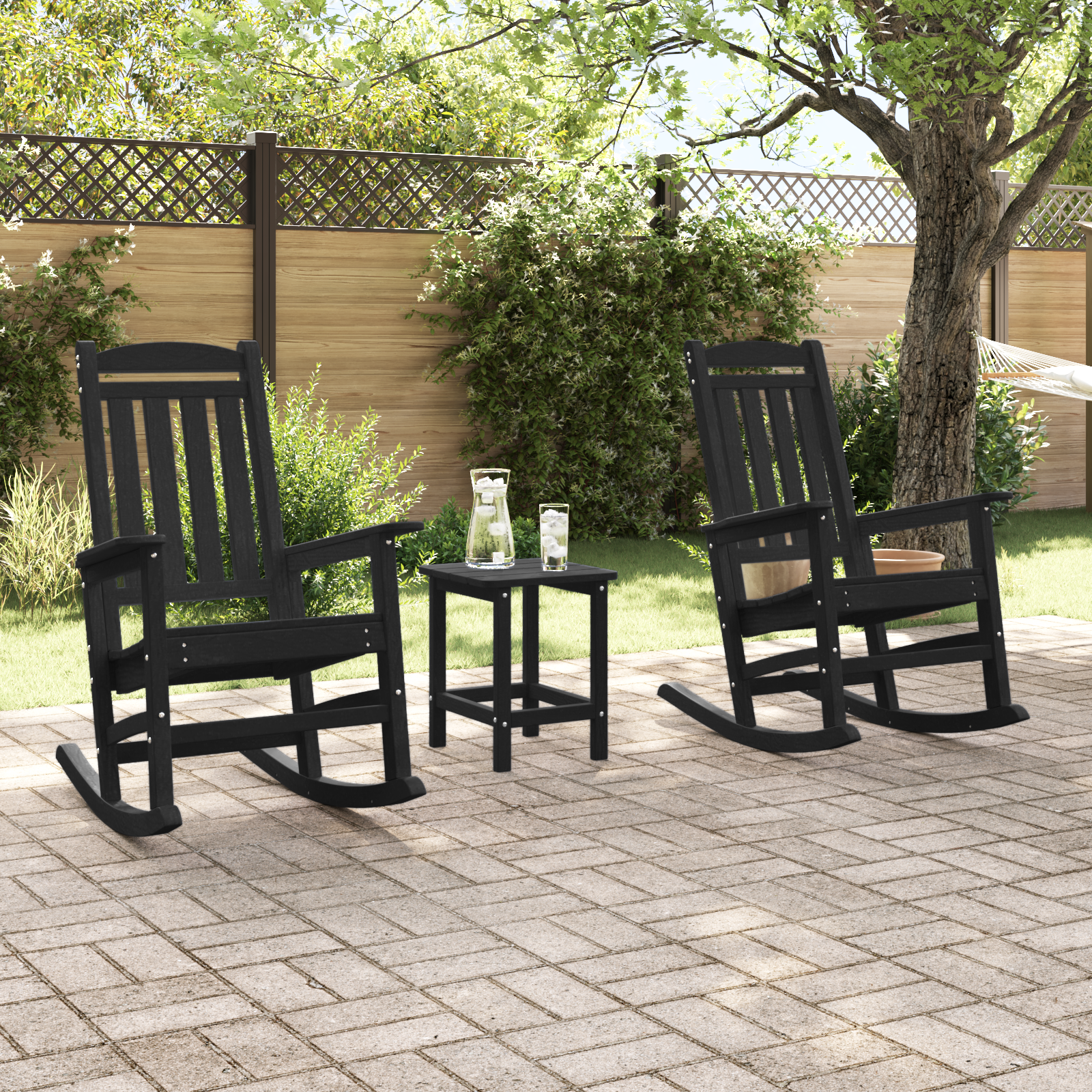 vidaXL Tuin Schomm stoelen 2 stuks Zwart 70x92x107,5 cm HDPE