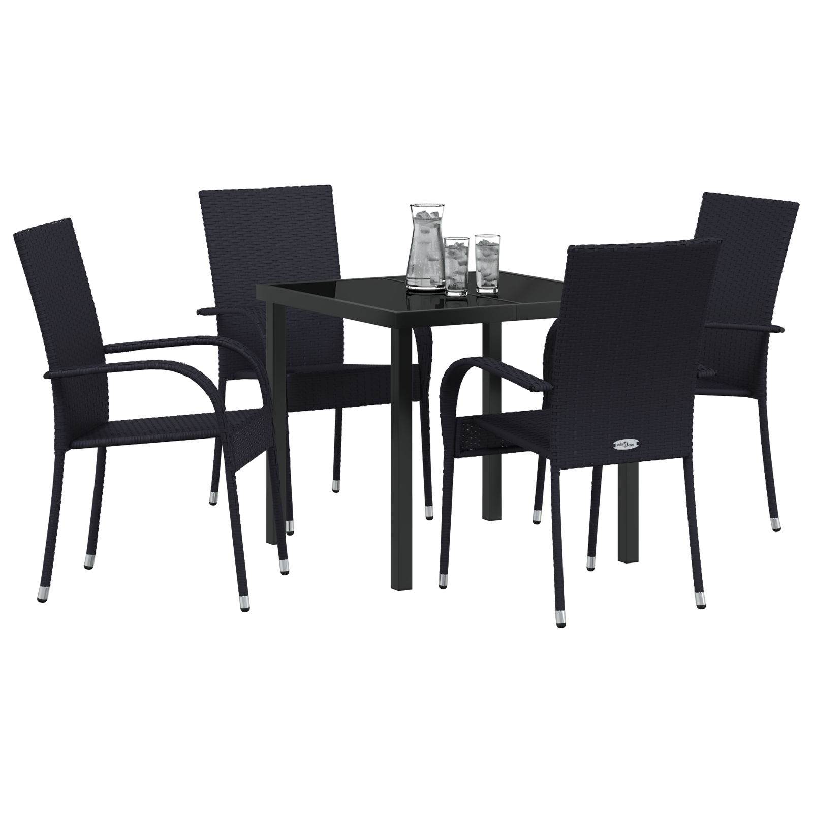 vidaXL 5-delige tuinset - Zwart poly rattan