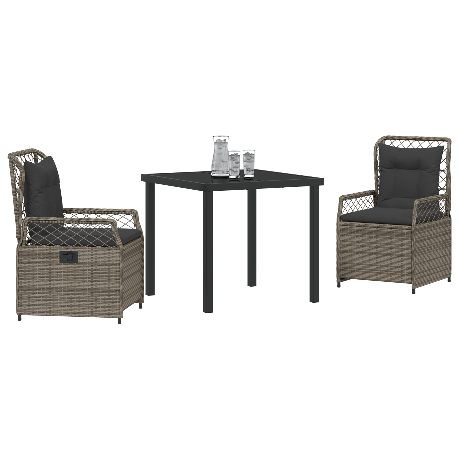 vidaXL 3-delige tuin eetset grijs poly rattan