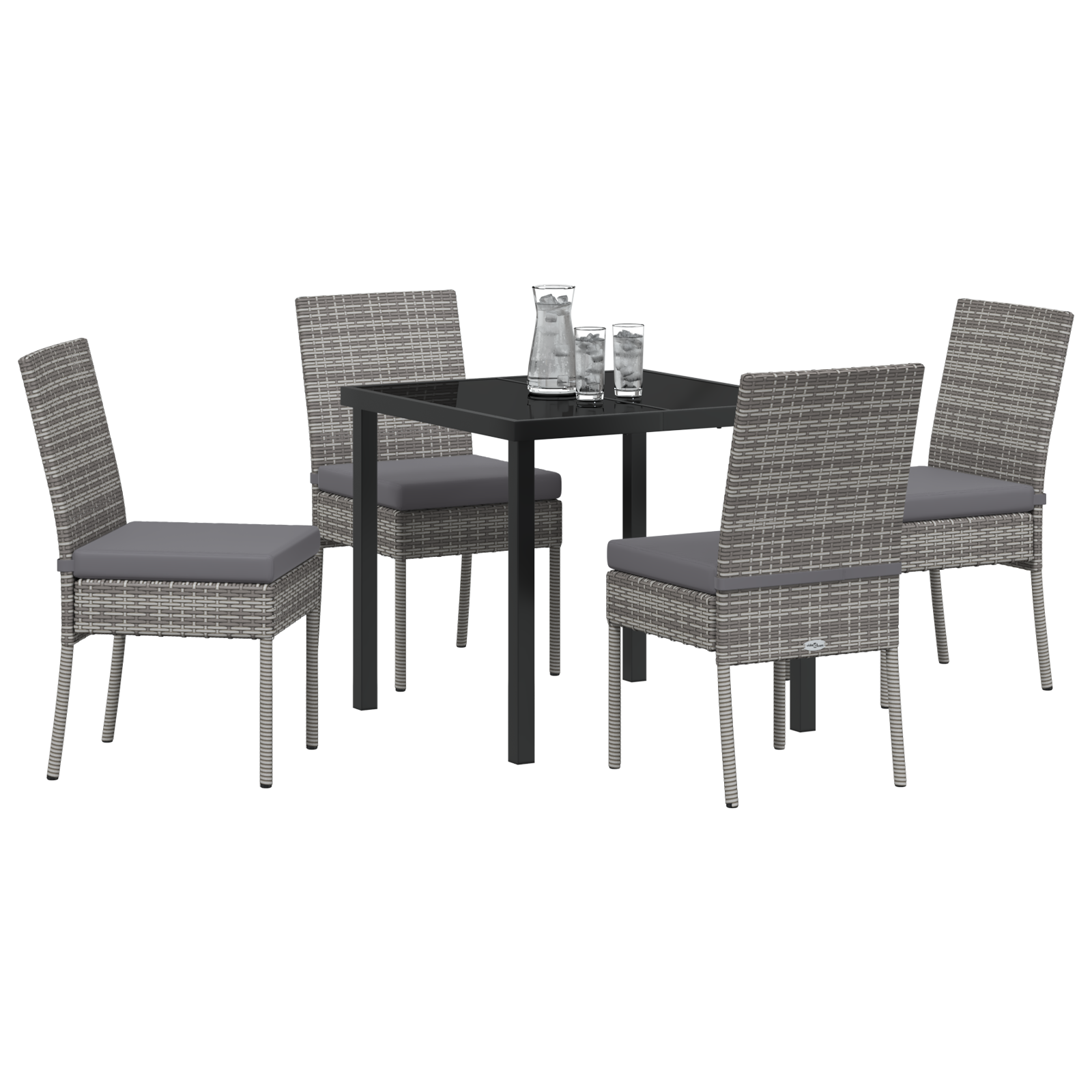 vidaXL 5-delige Tuinset Grijs Poly Rattan