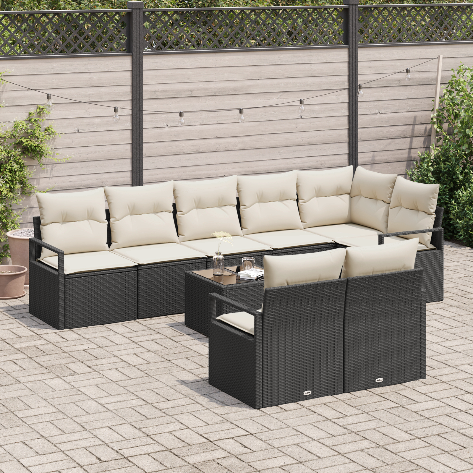 vidaXL 8-delige Tuin Sofa Set met Kussens Bruin Poly Rattan