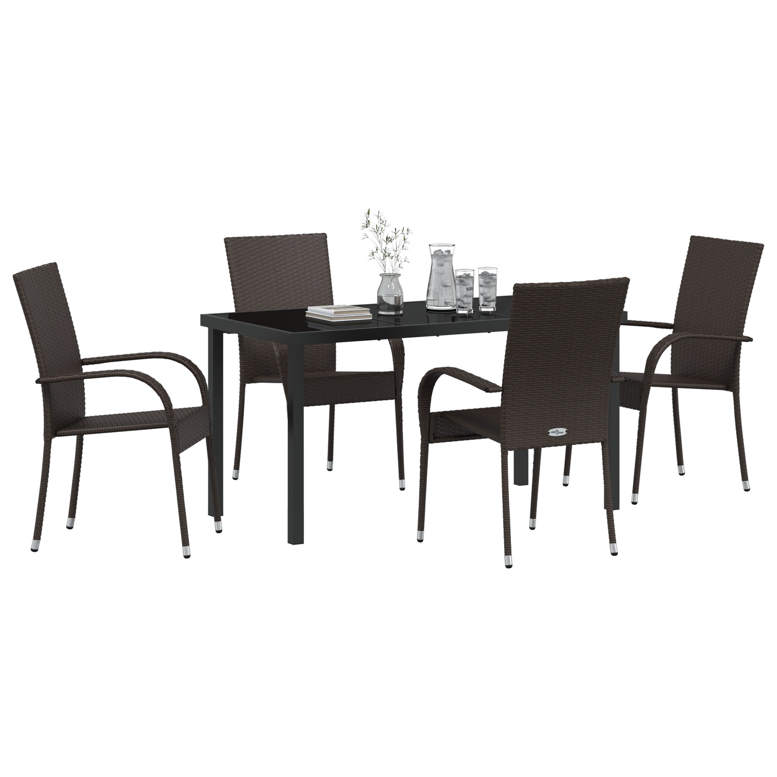 vidaXL 5-delige tuinset - Bruin poly rattan