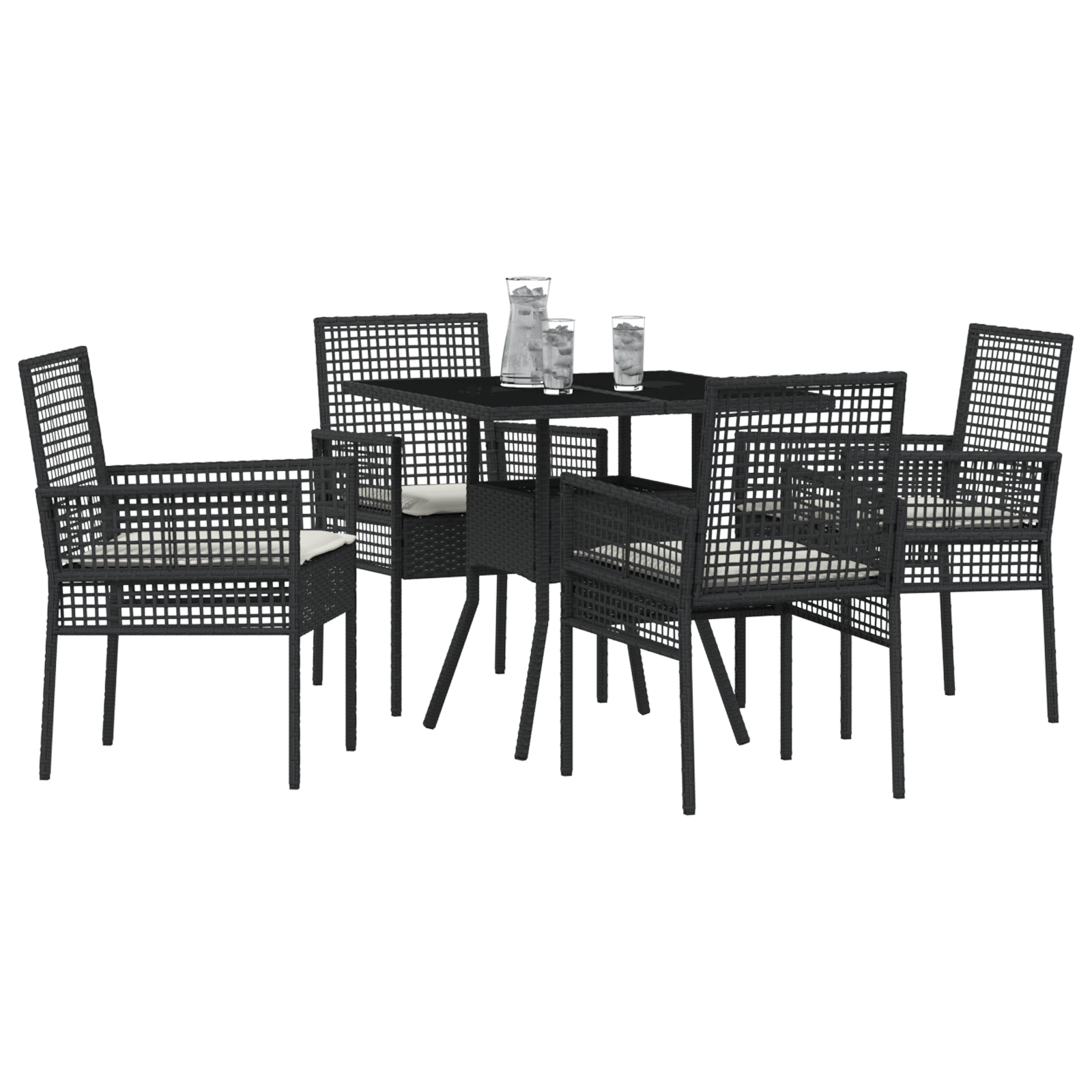 vidaXL 5-delige Tuinset poly rattan zwart
