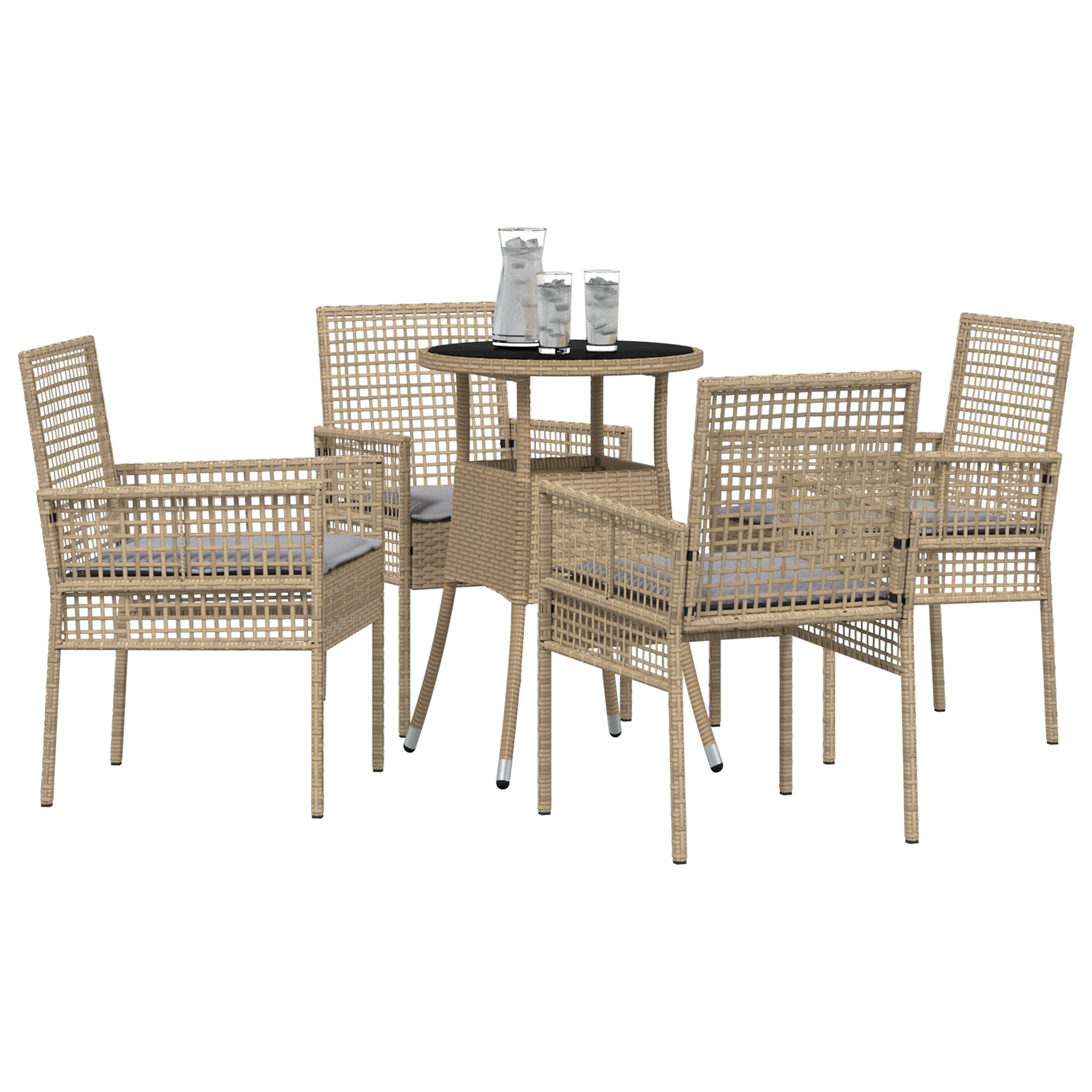 vidaXL 5-delige Tuinset poly rattan beige