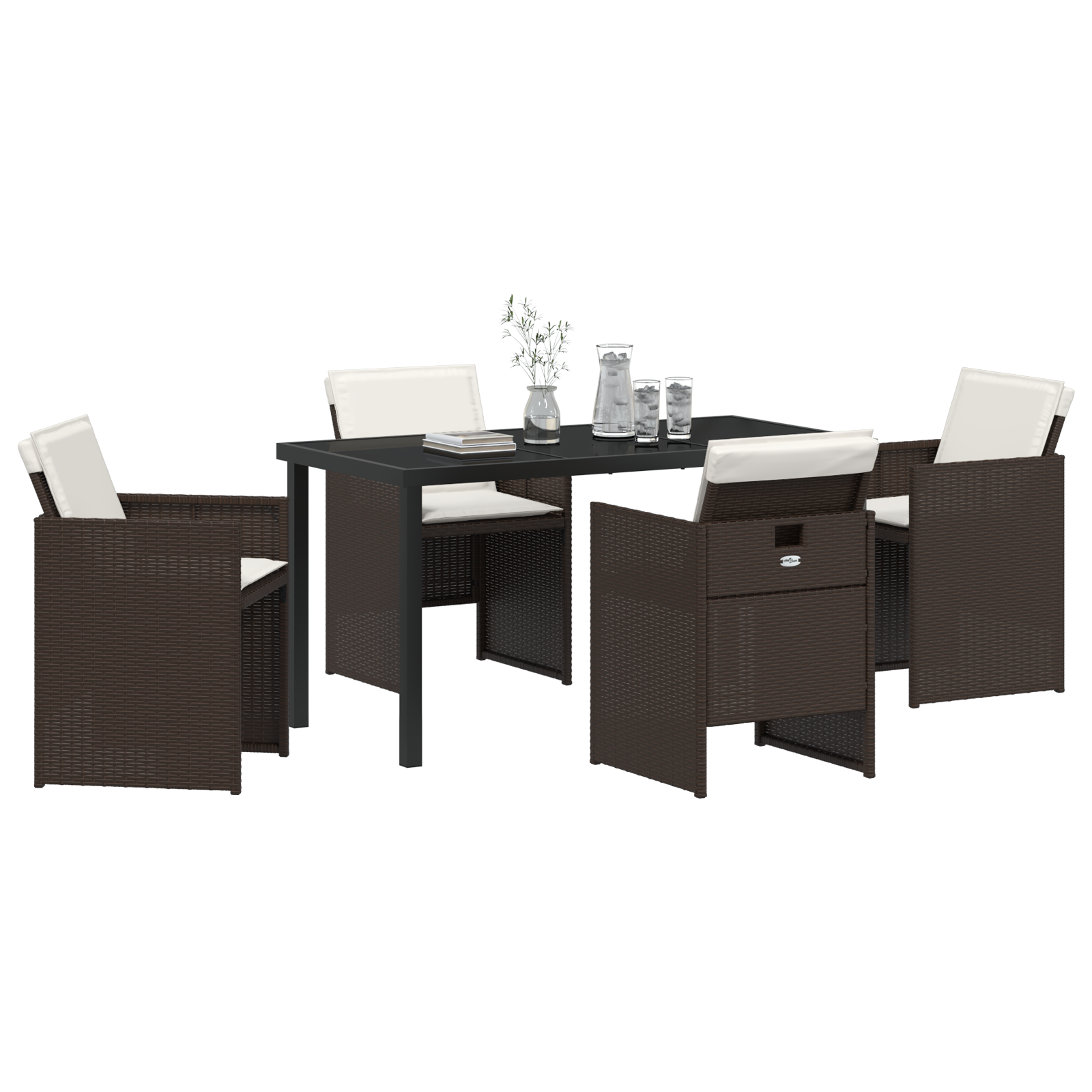 vidaXL 5-delige tuinset met kussens Bruin Poly Rattan