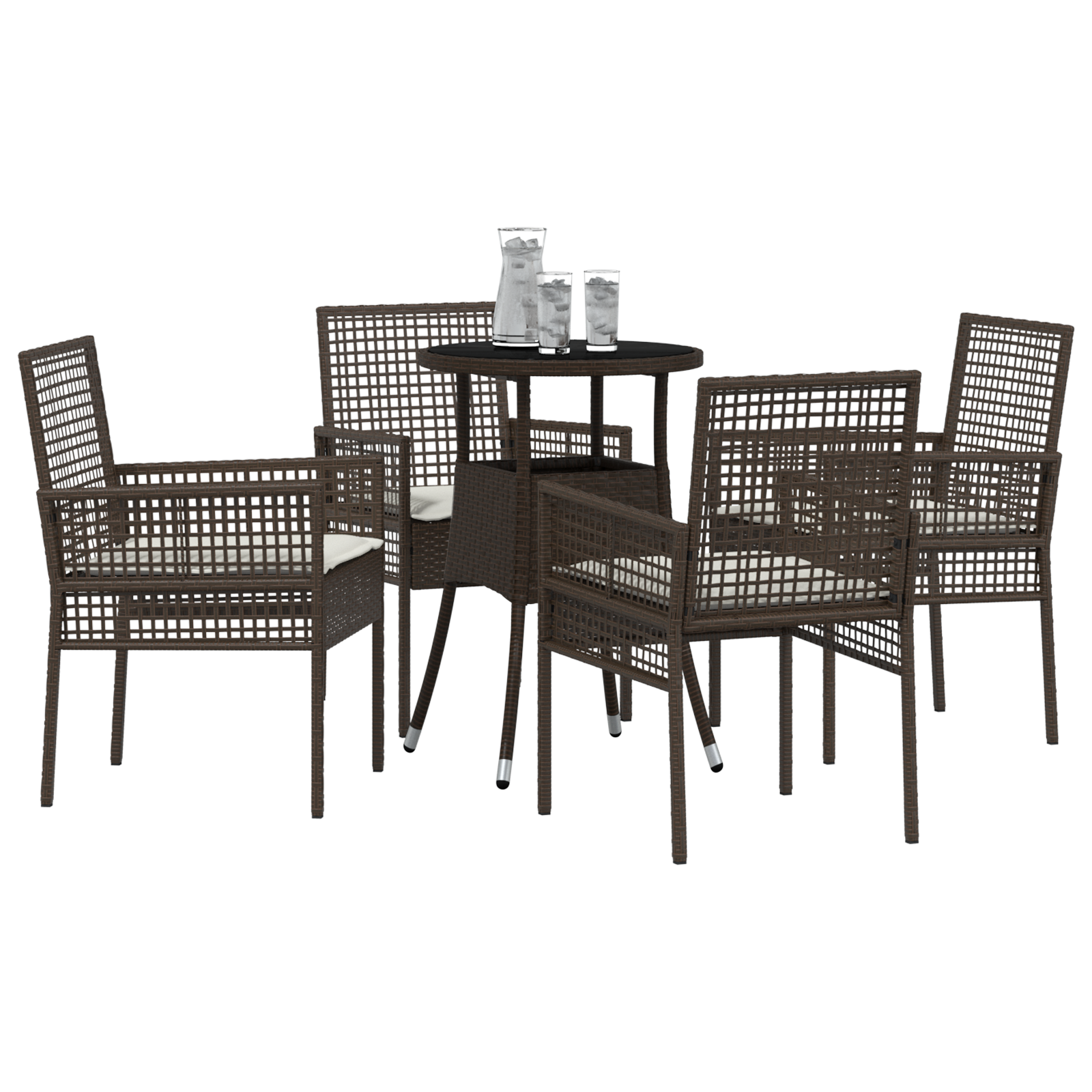 vidaXL 5-delige Tuinset poly rattan bruin