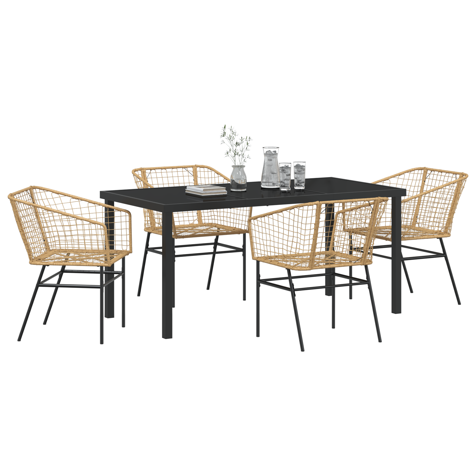 vidaXL 5-delige Tuin Eetset Bruin Poly Rattan