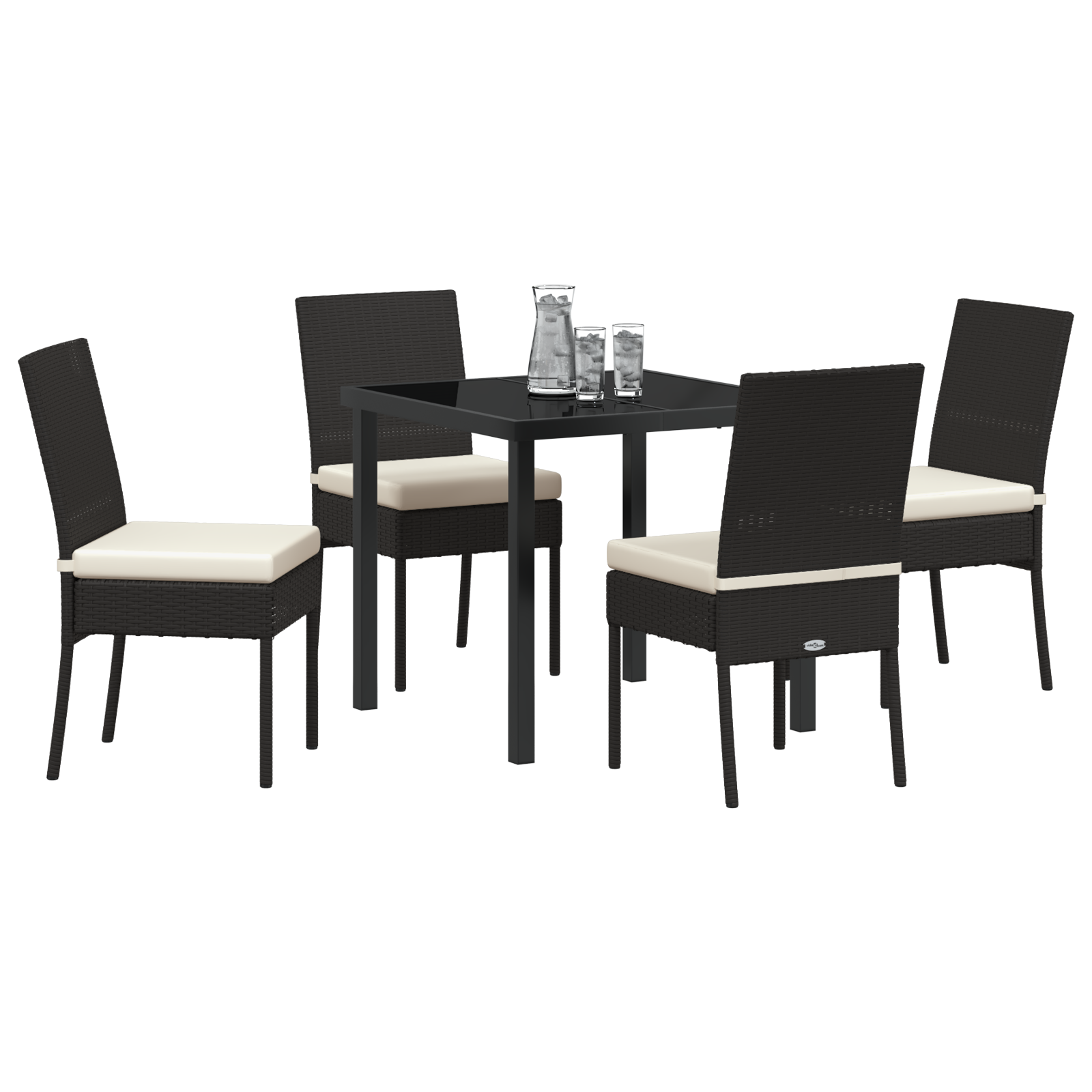 vidaXL 5-delige Tuin Eetset Zwart Poly Rattan