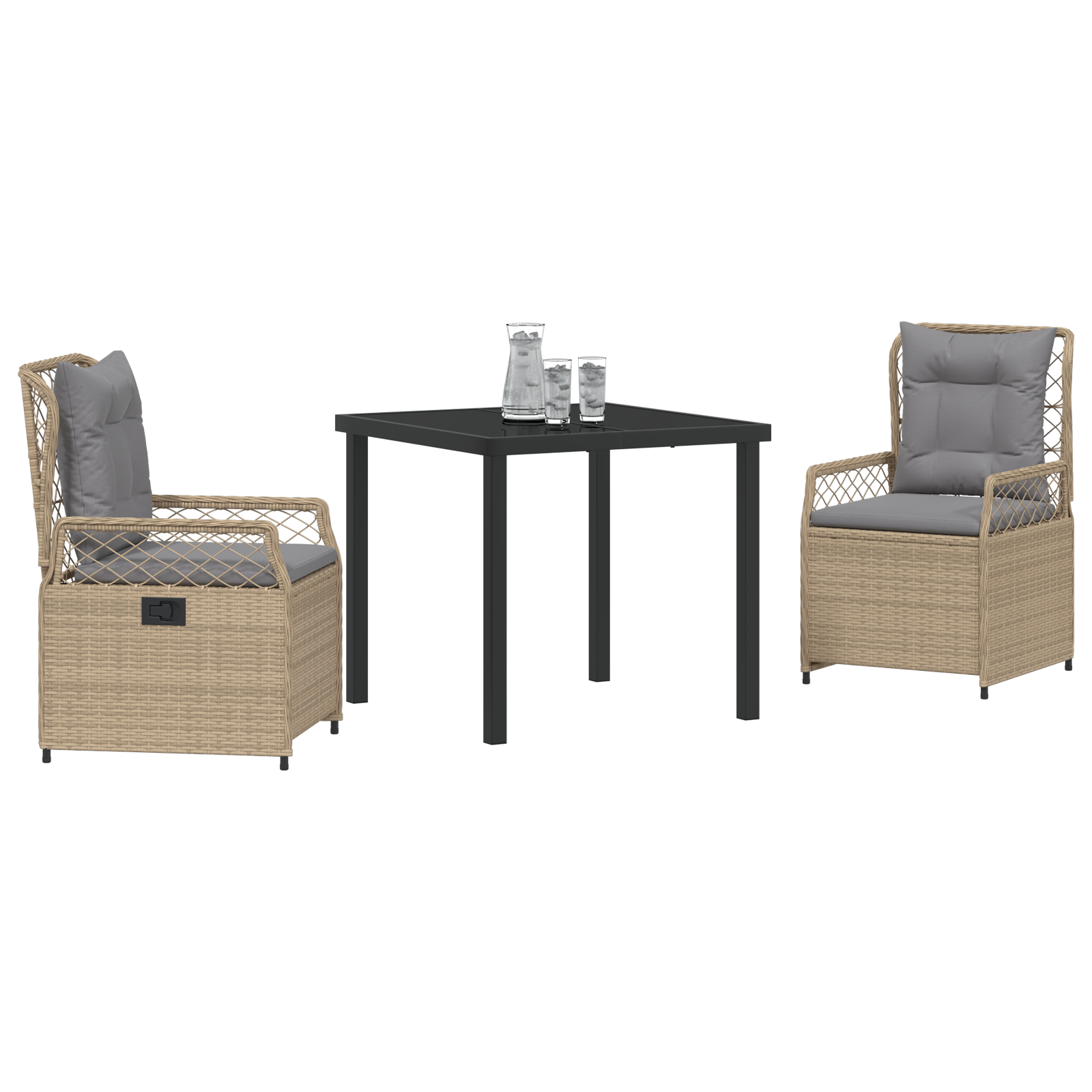 vidaXL 3-delige Tuin Eetset Beige Poly Rattan